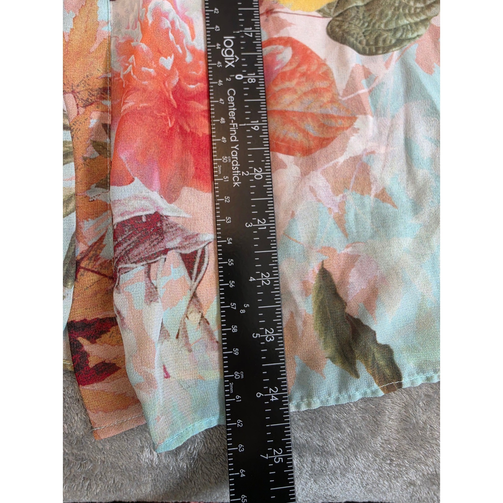 Vince Camuto Floral Button Front Midi Dress Blue XL Drawstring Waist Side Slits