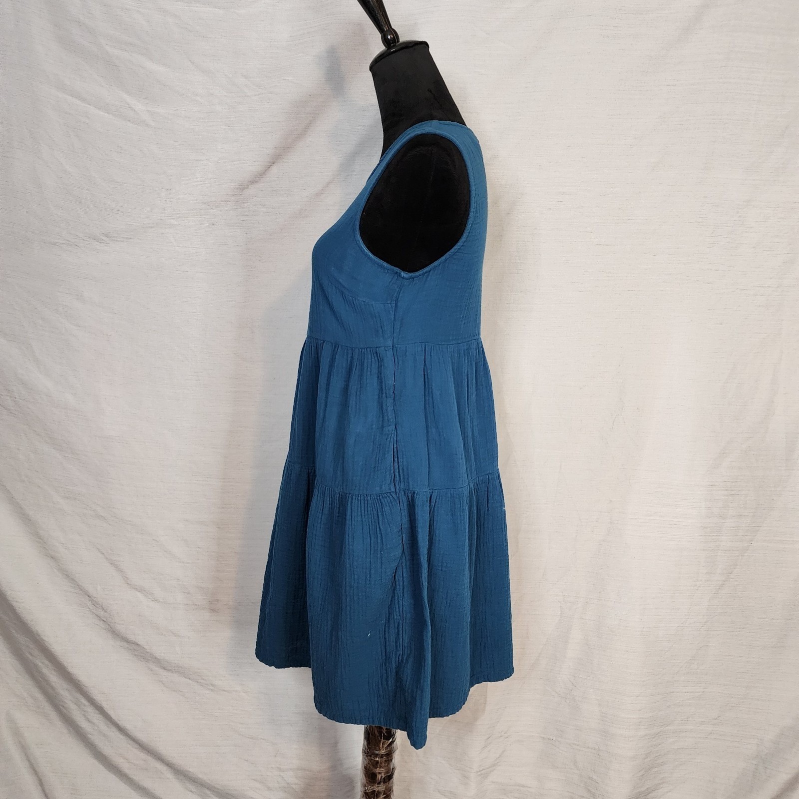 UNIVERSAL THREAD Size XS Teal Peacock Blue Gauze Cotton Tiered Summer Sundress