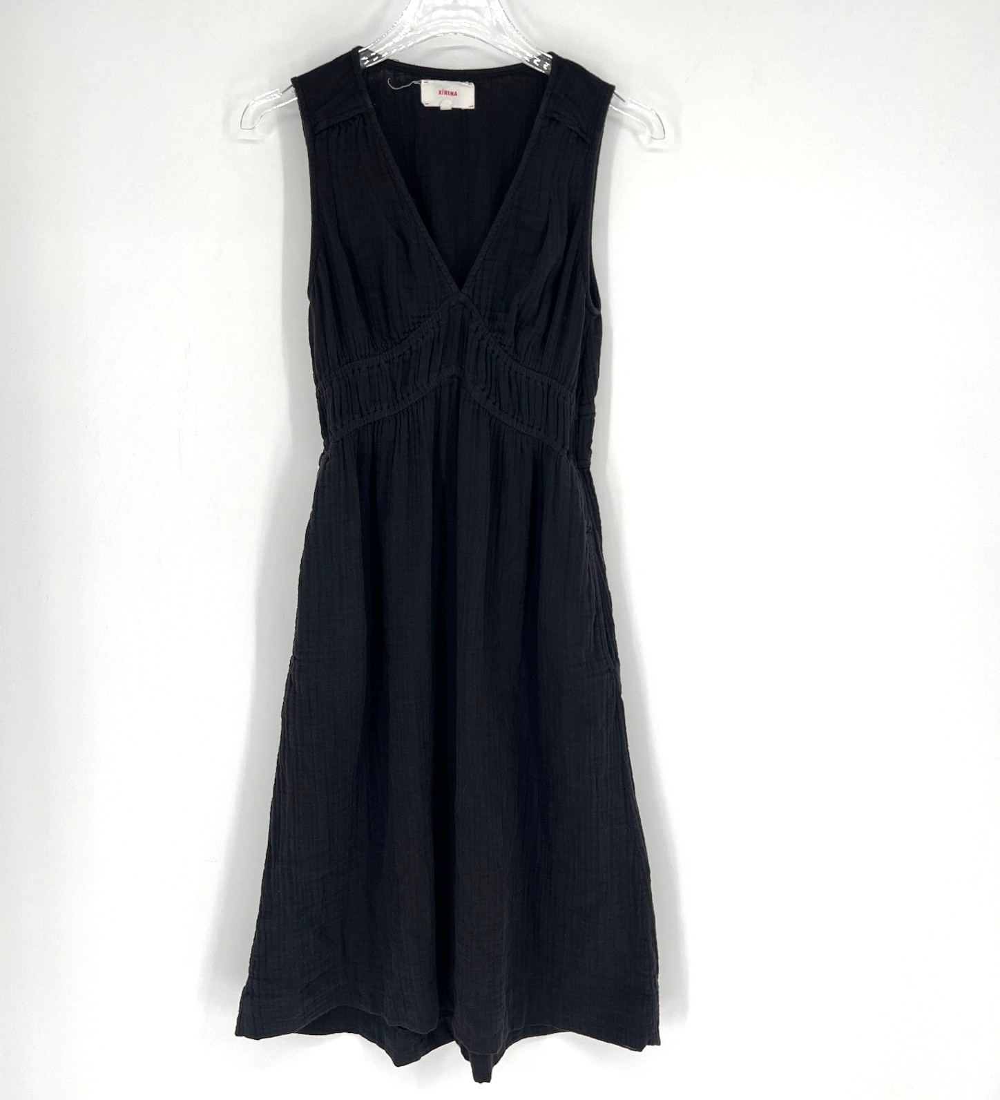 Xirena Arwen Dress Womens XS Black Lightweight Cotton Gauze Empire Midi