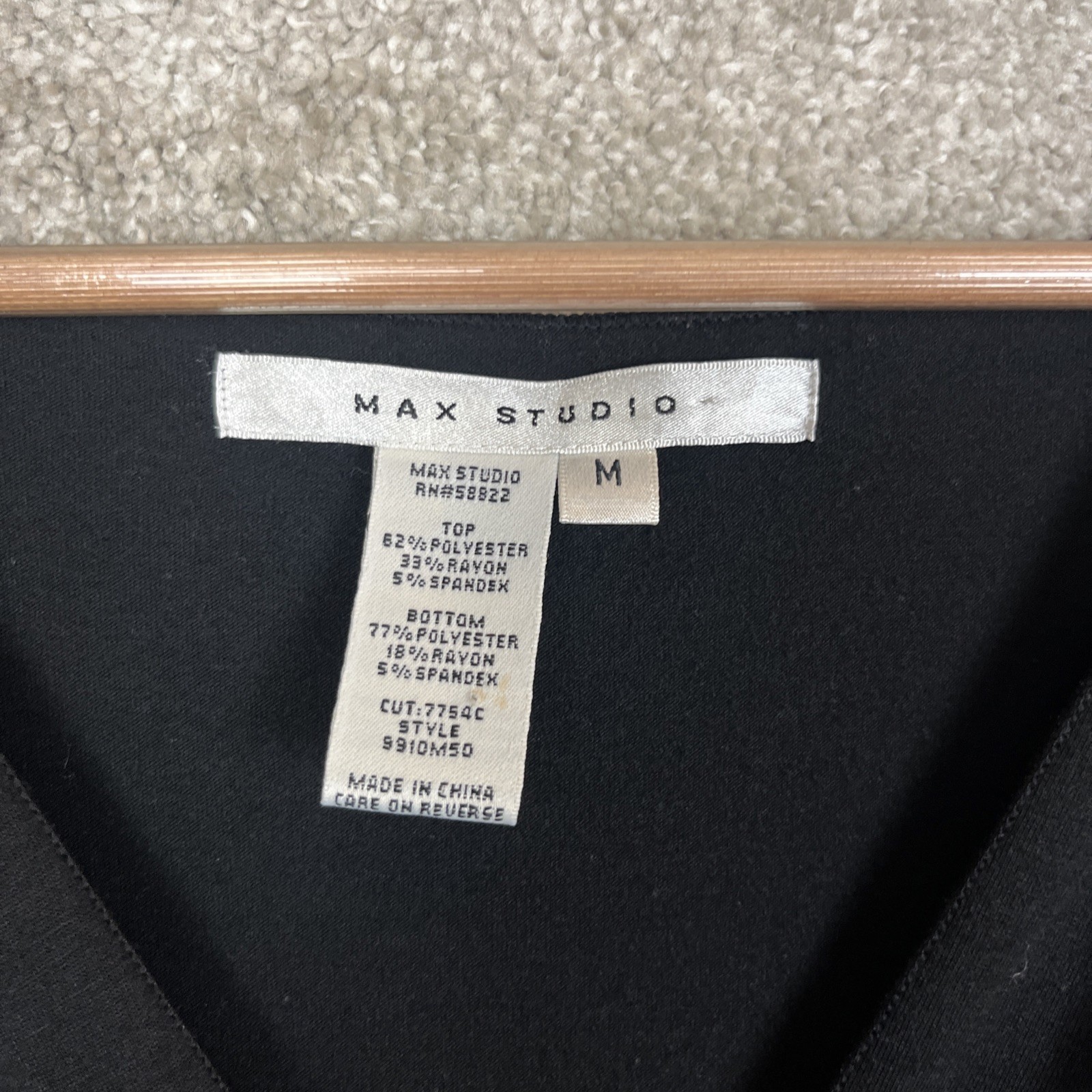 Max Studio Dress Womens Medium Black Sleeveless Stretch Layered V Neck- 4928