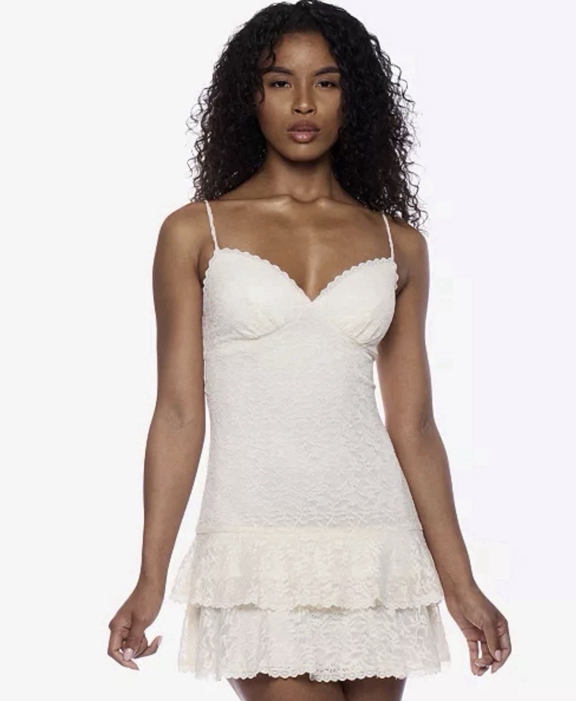 Juniors’ V-Neck Sleeveless A-Line Mini Lace Dress Size 11/12