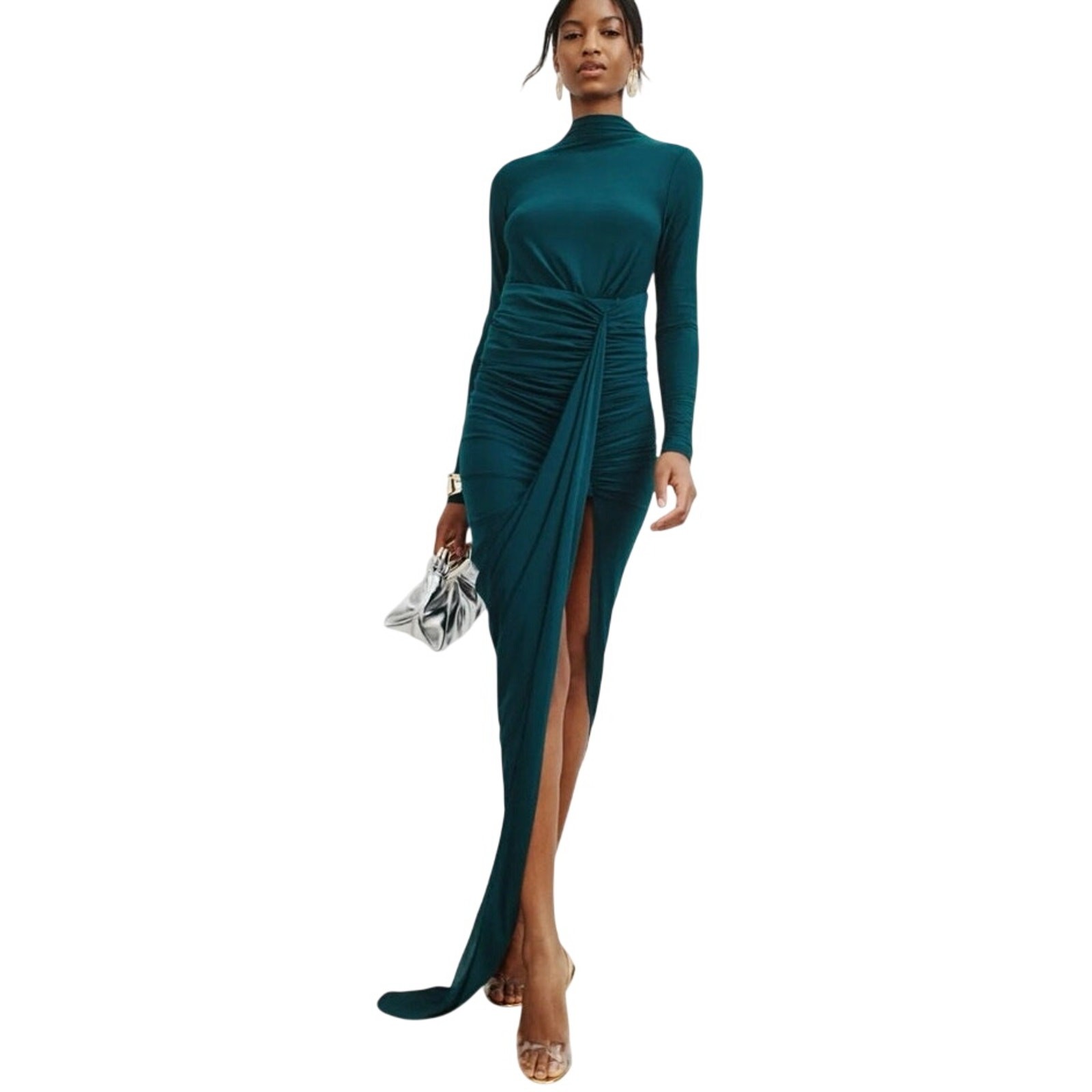 Ronny Kobo Sera Wrap teal long sleeve Dress Size XL