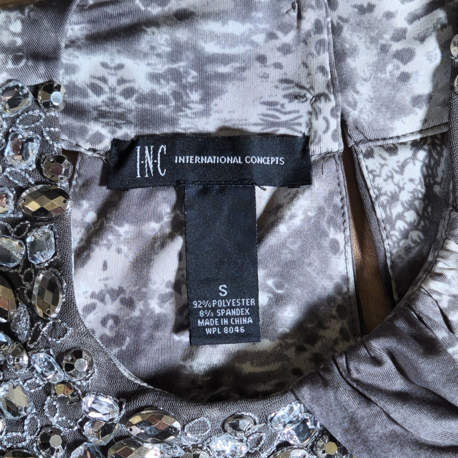 INC International Concepts Grey Python Print Embellished Halter Dress Small NWT
