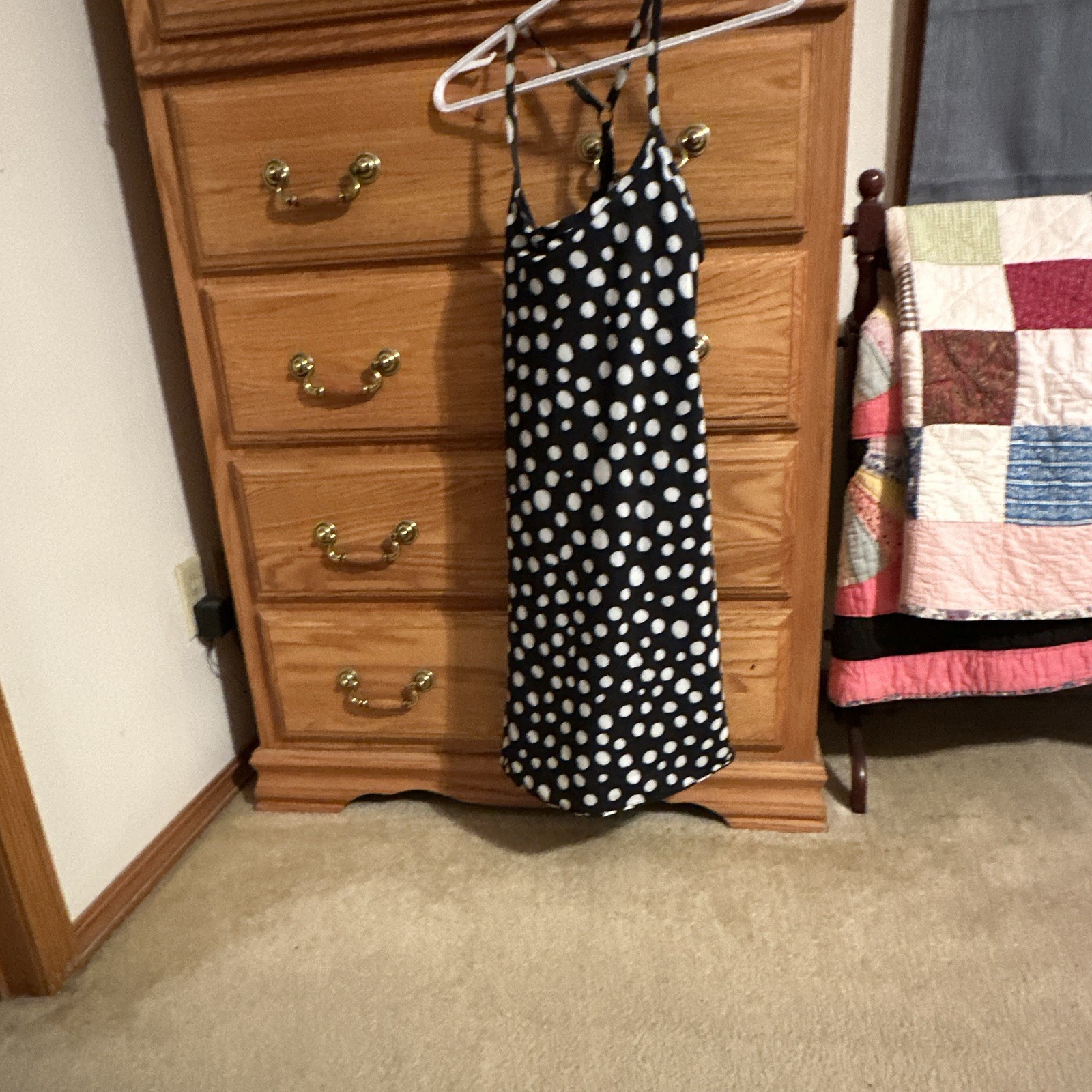 Outdoor Voices Exercise Dress Small Black White Polka Dot Built In Shorts NWOT