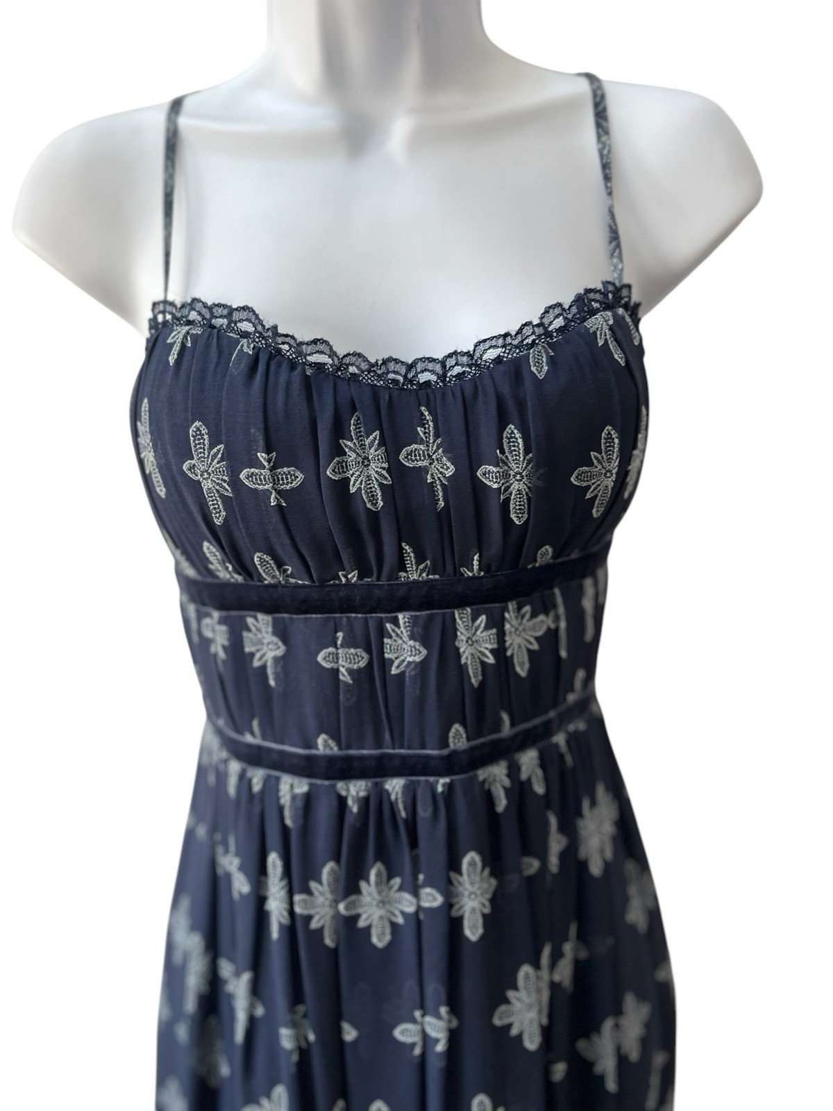 New Max & Cleo Boho Print Silk Dress 10 Sweetheart Neck Blue Sleeveless NWT $138