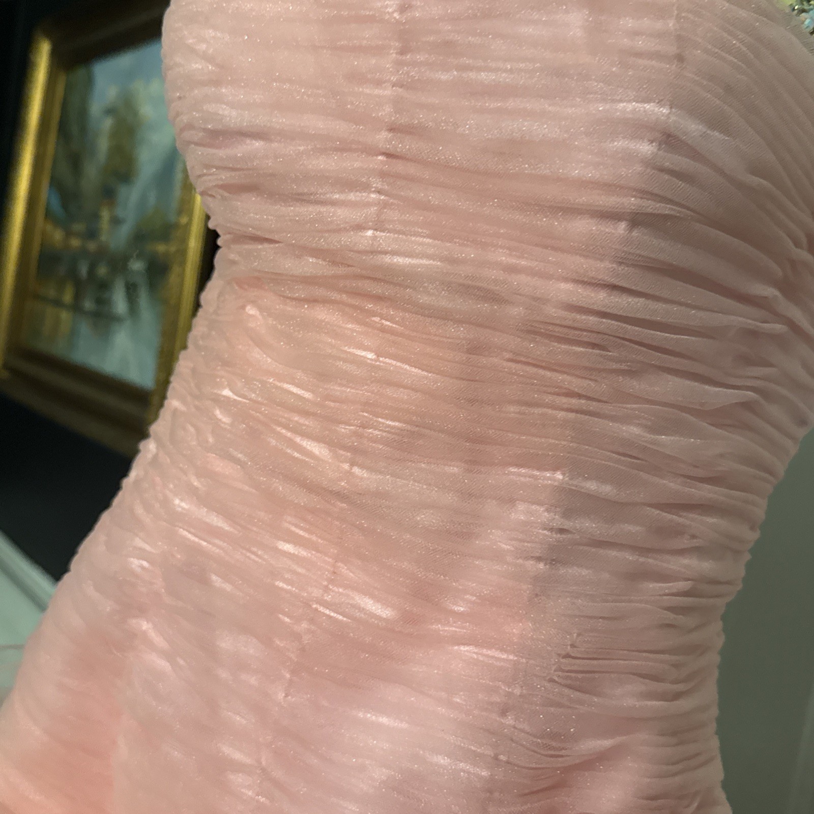 SHERRI HILL Homecoming Prom Formal Bubblegum Pink Ruffle Bow Tutu Dress Size 6