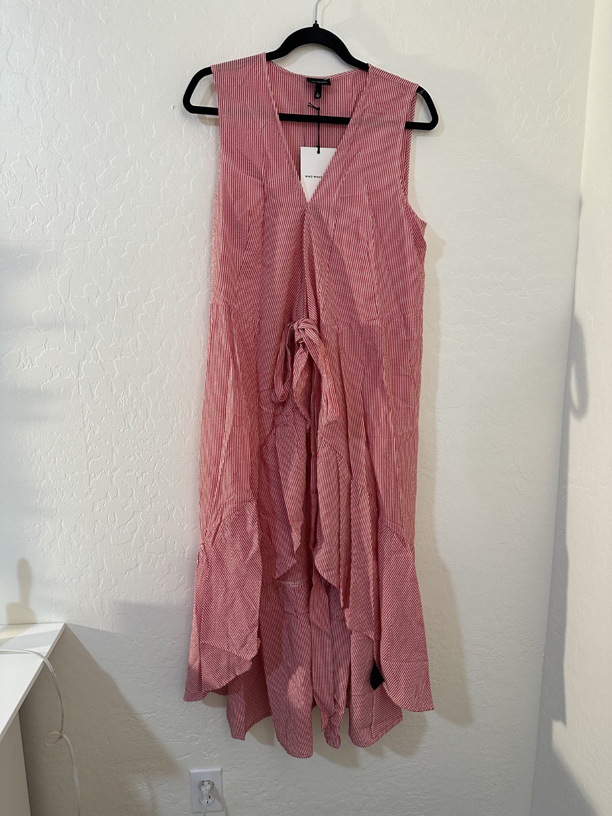 Who What Wear Womans Asymmetrical Wrap Maxi Dress Size L Striped Beachy Resort