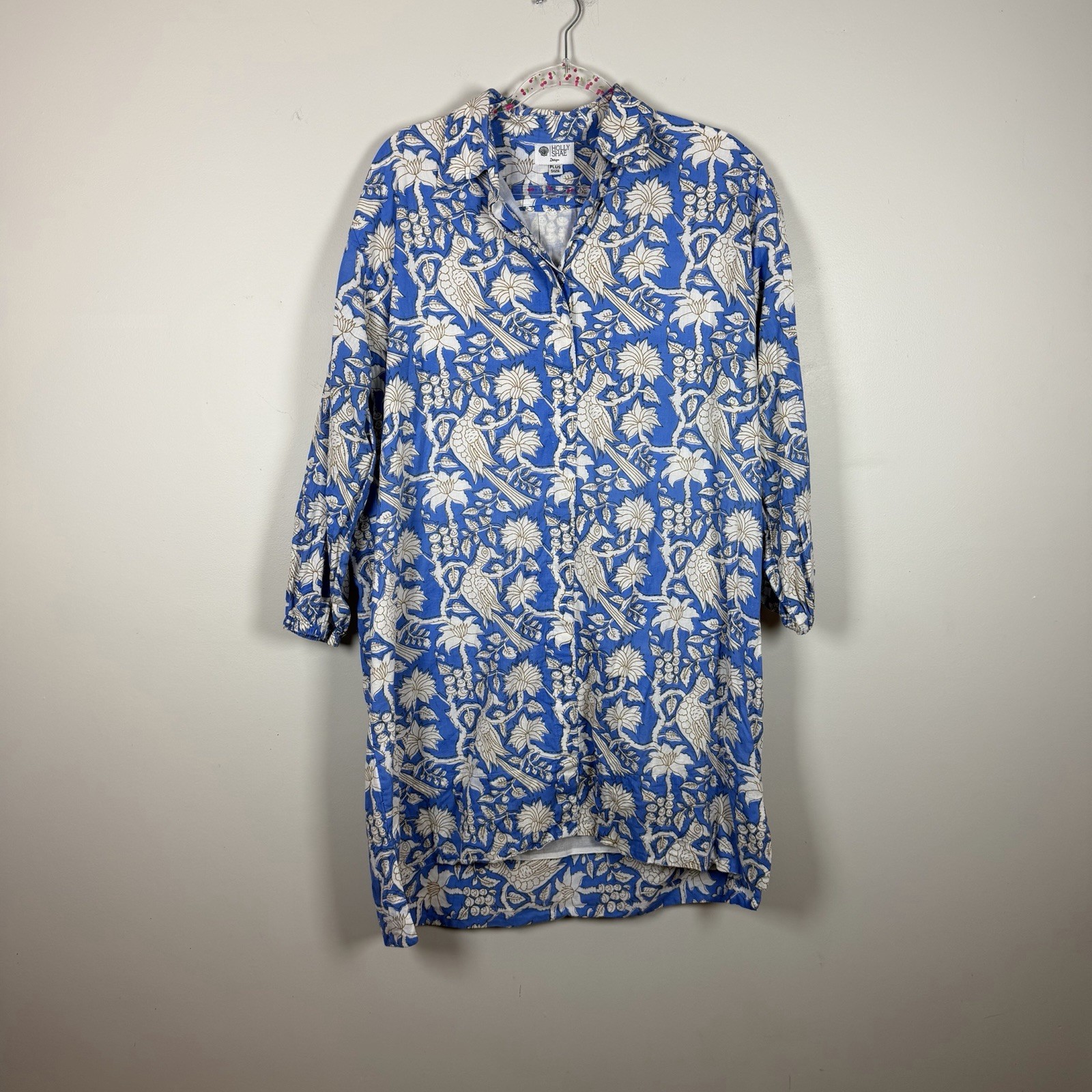 Women’s HOLLY SHAE Design Haley Mini Shirt Dress Tropical Toile Plus Size XL