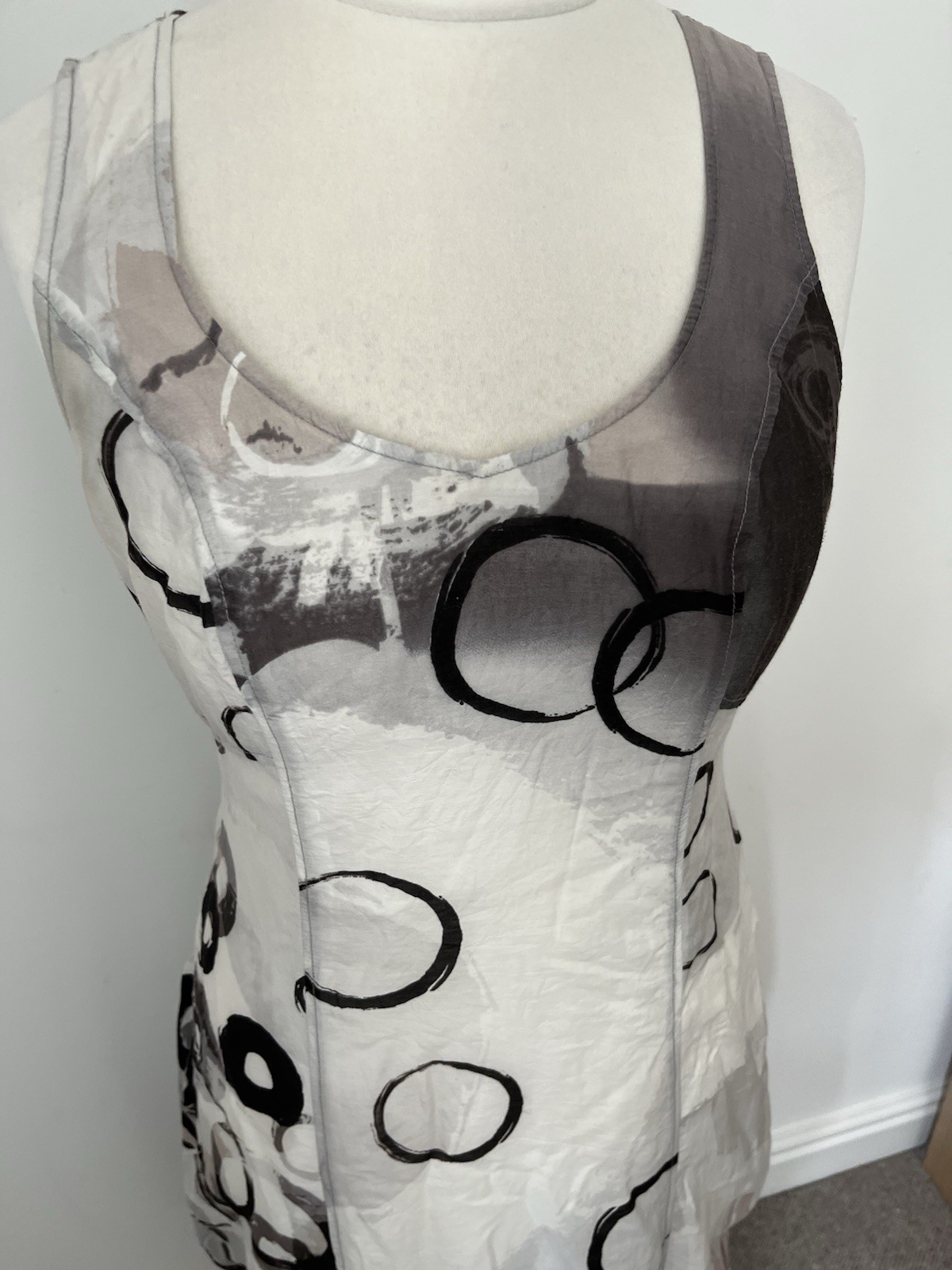 Lauren Vidal M Abstract Silk Blend Bubble Balloon Hem Dress Arty Lagenlook