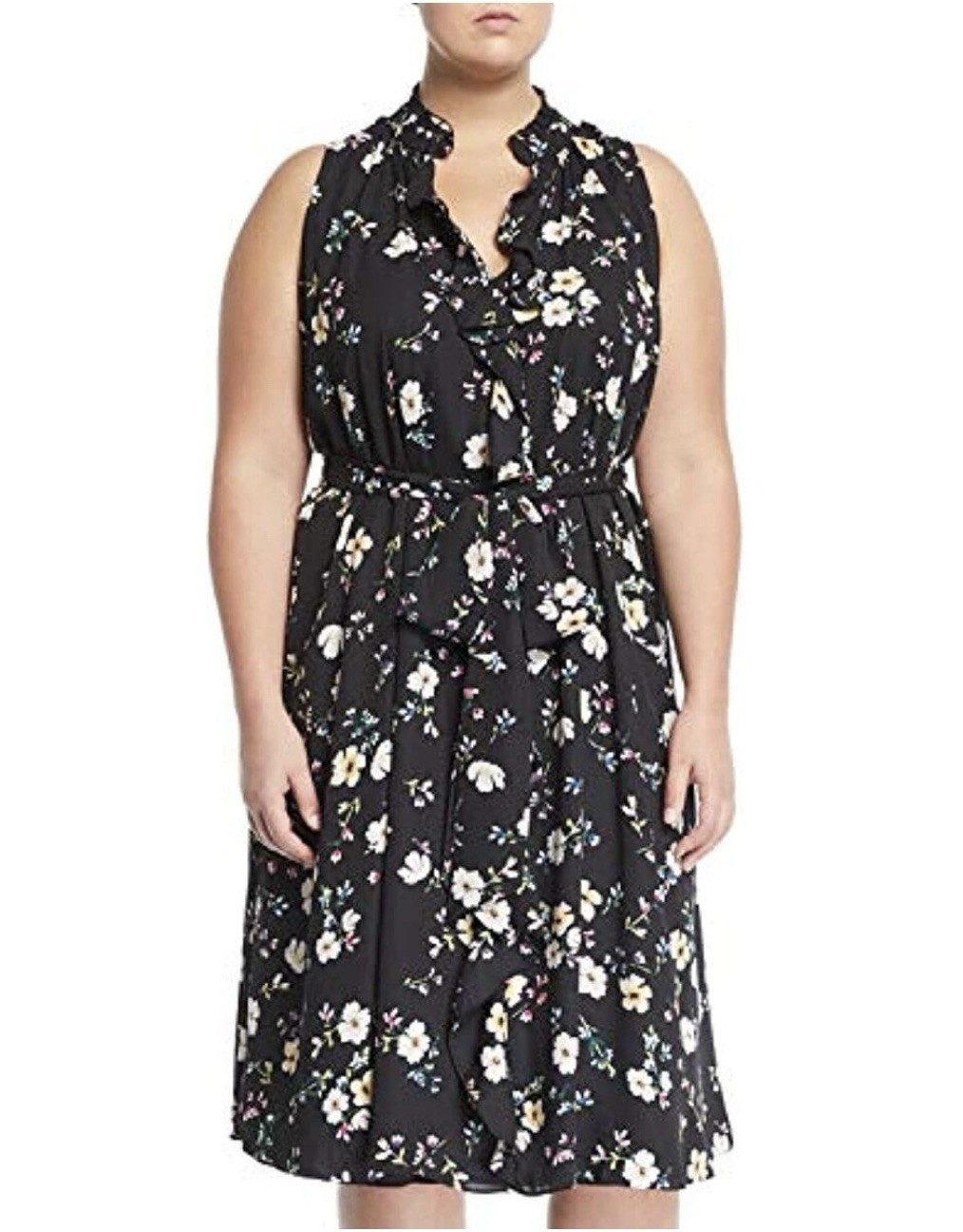 Rachel Roy Dress Black Pink Floral XL Extra Large Lightweight Sleeveless Summer