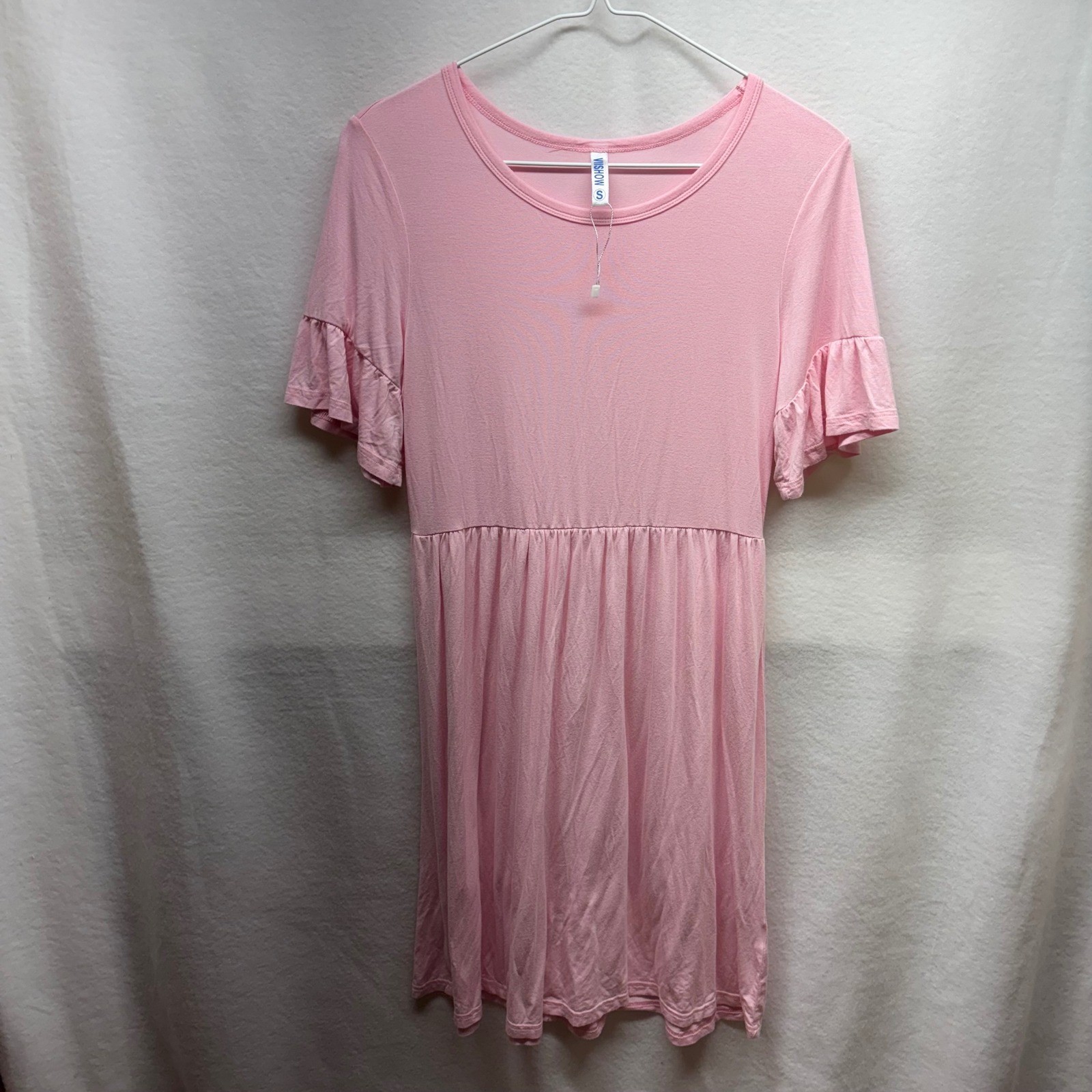 VIISHOW Pink Ruffle Sleeve Babydoll Dress Women’s Size S Casual Loungewear