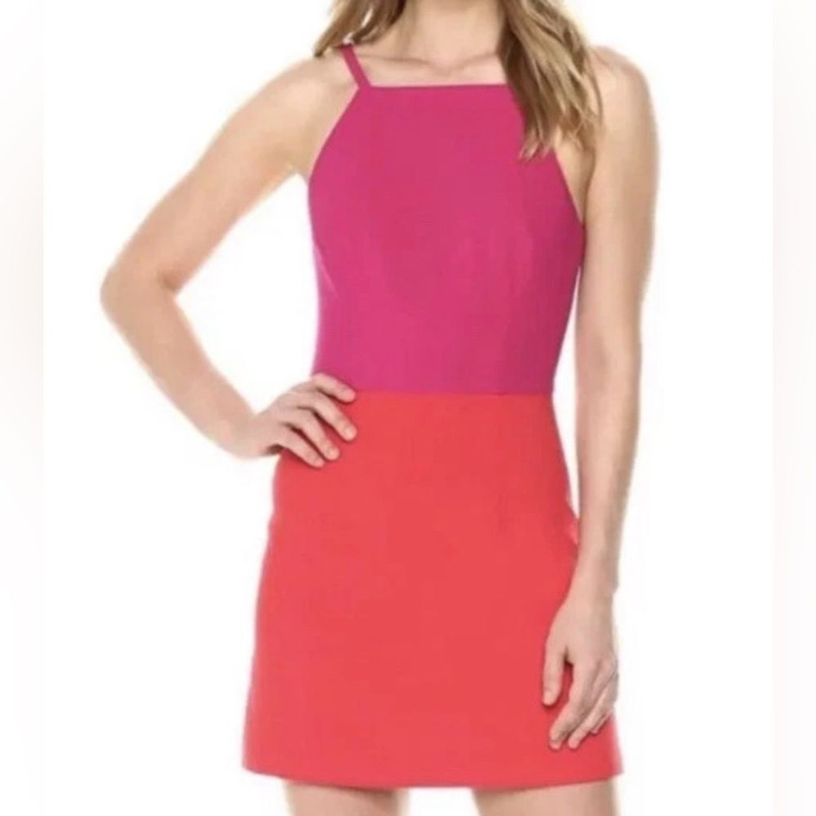 French Connection Pink and Coral Two-Tone Mini Dress