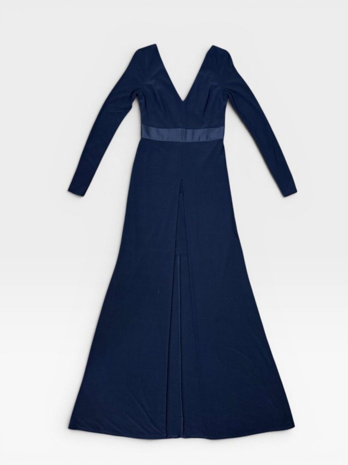 Vera Wang Navy Long Sleeve Maxi Overlay Dress Open Front Built-In Mini Size 4