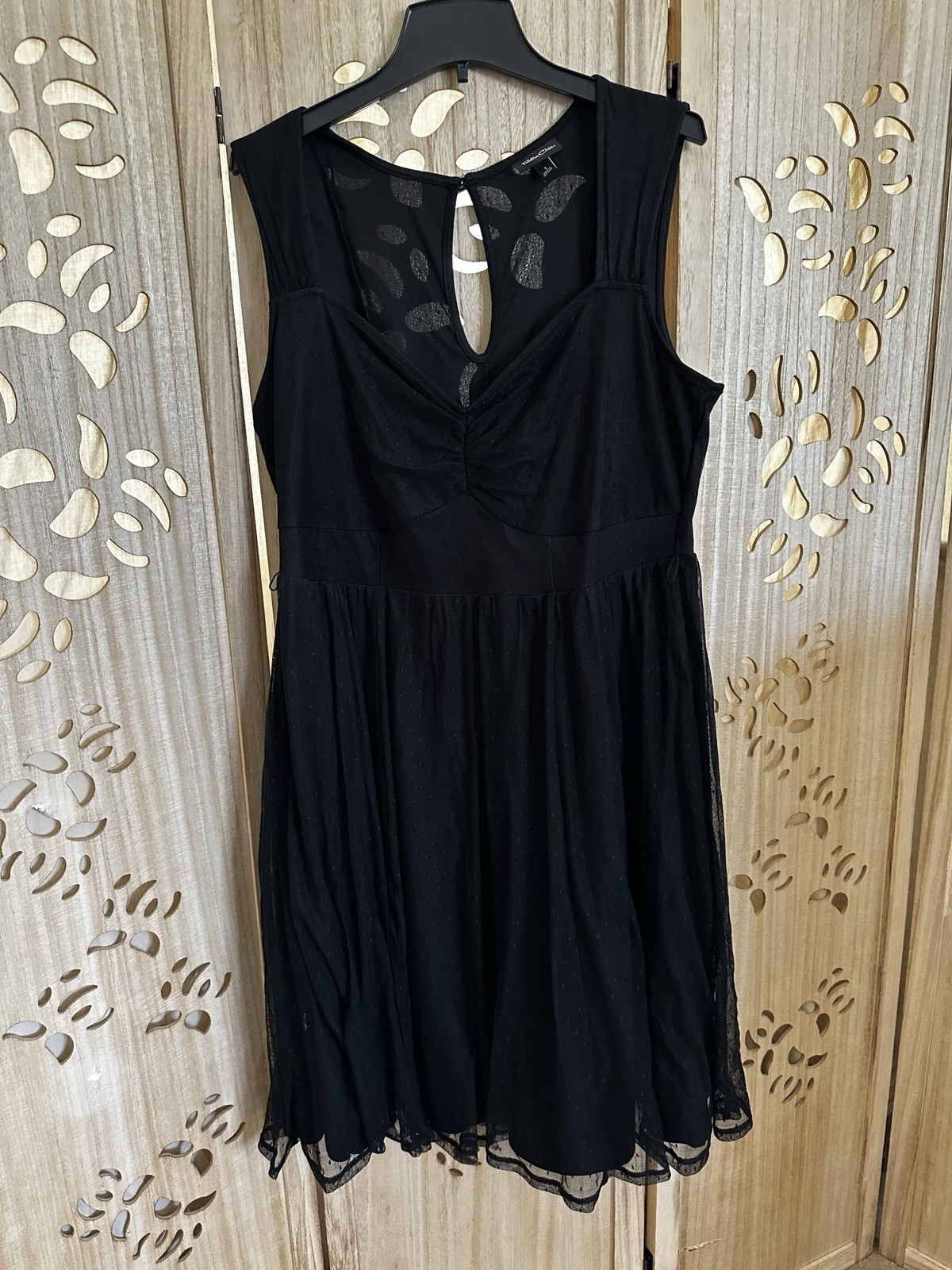 Torrid (1) Black Retro Chic Flock Dot Mesh Fit & Flare Swing Dress, XL 14-16