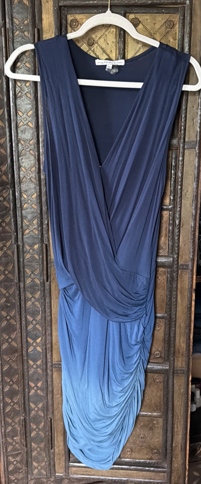 Young Fabulous & Broke Mini Dress Medium Blue Ombre Drape