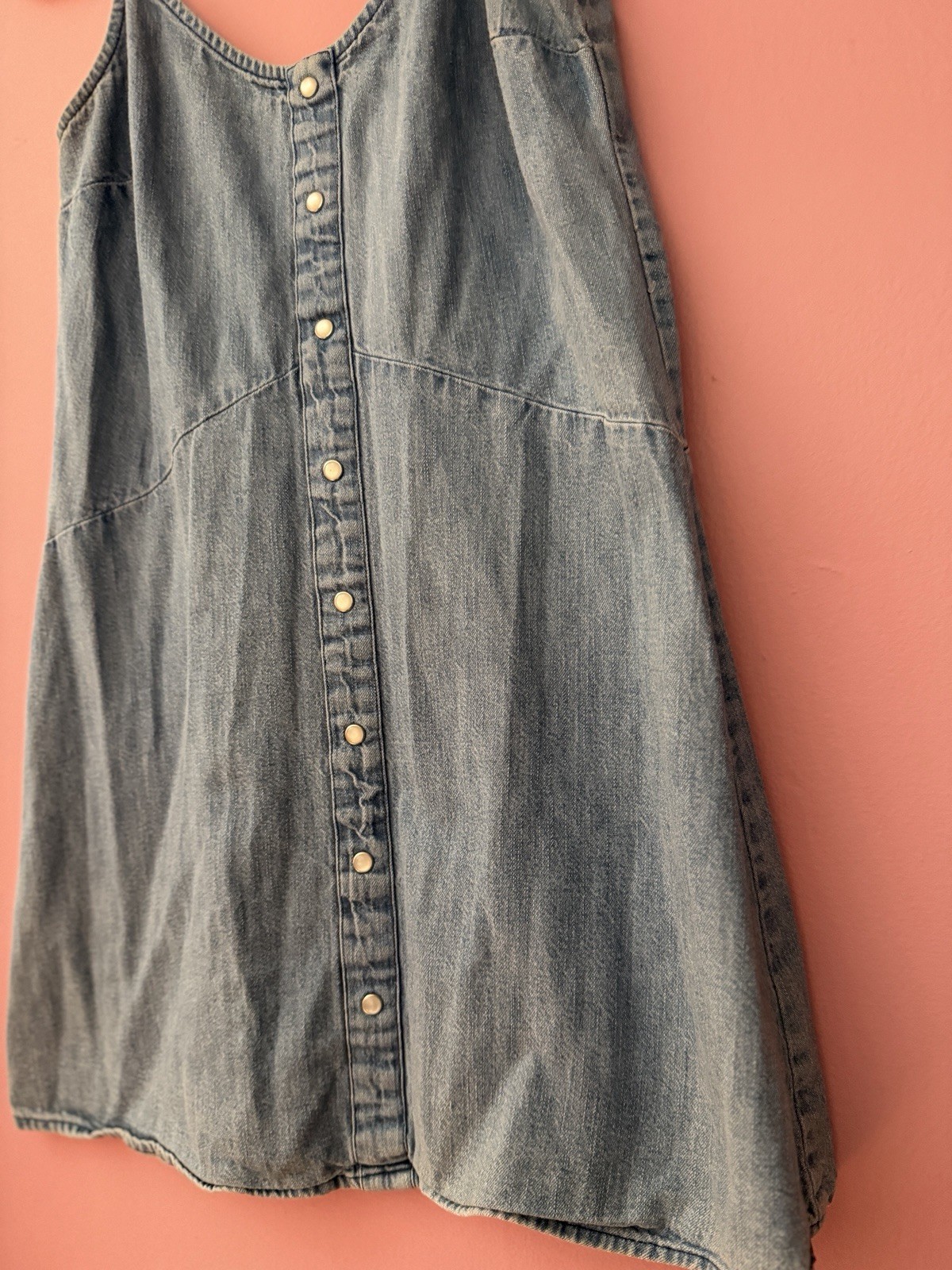 Spaghetti Strap Button Down Denim Mini Dress Jean Dress small