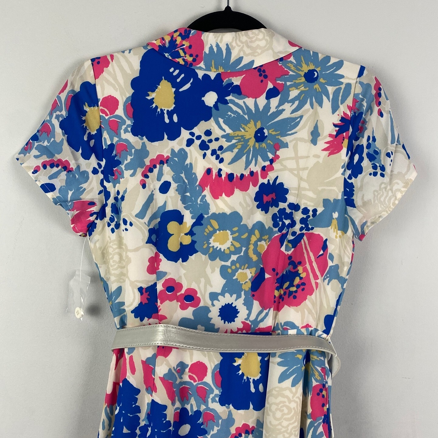Modcloth Exciting Find Shirt Dress Size Small Belted Blue Pink Floral Button