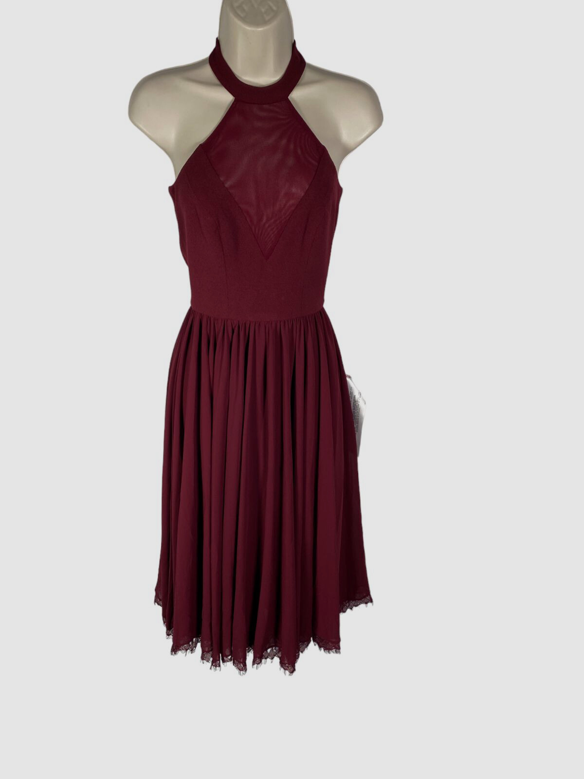 $198 Dress The Population Women’s Red Giorgia Halter Fit-&-Flare Dress Size XS