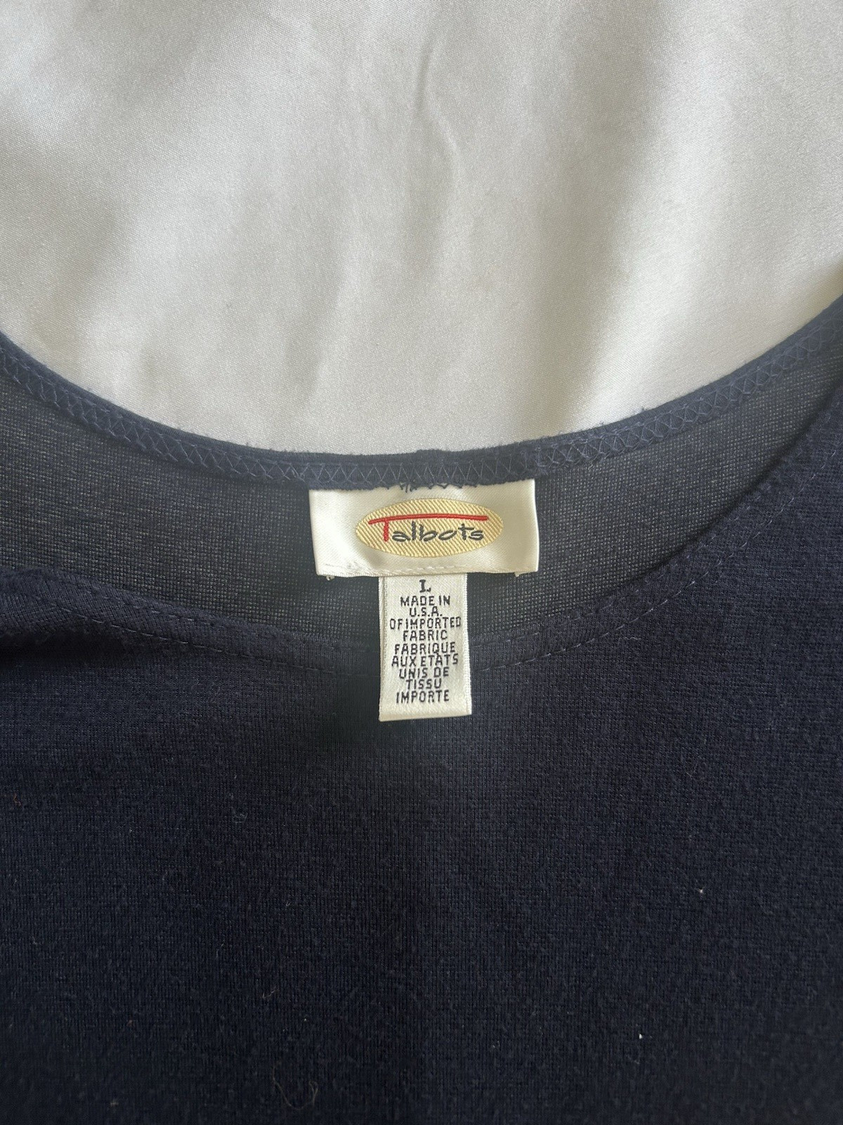 Vintage 90s Talbots Stretch Maxi Dress Womens Size Large Blue Classic USA