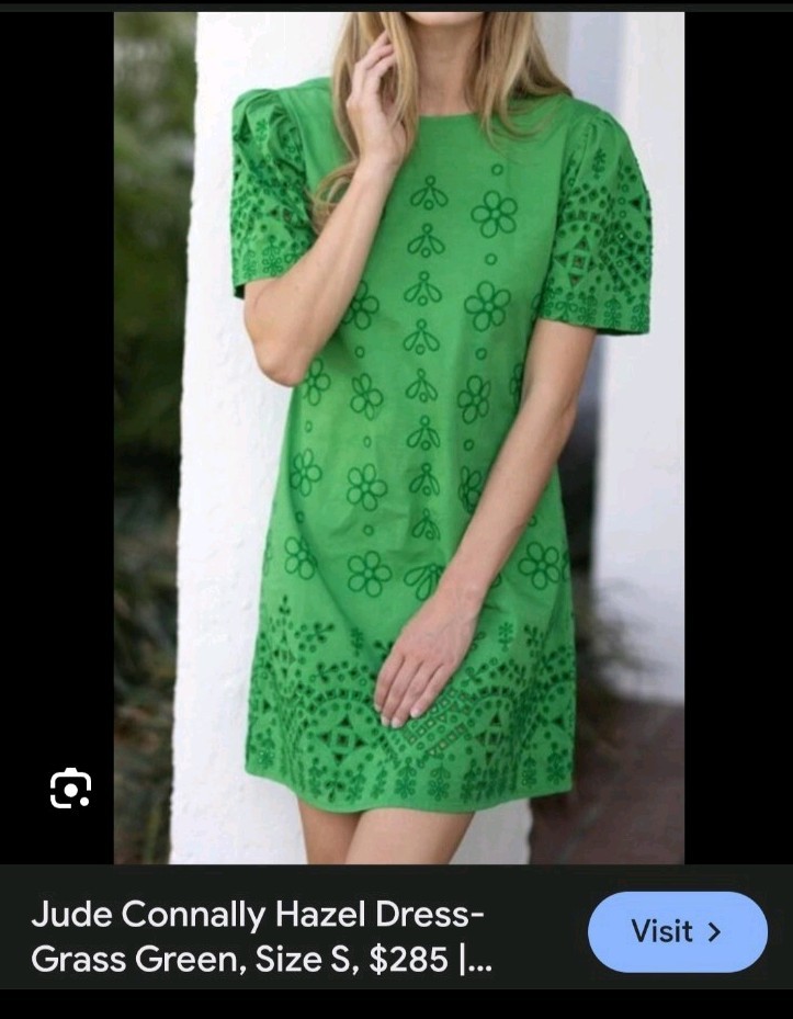 Womens Jude Connally Green Floral Eyelet Hazel Dress Sz XL Preppy Spring Easter