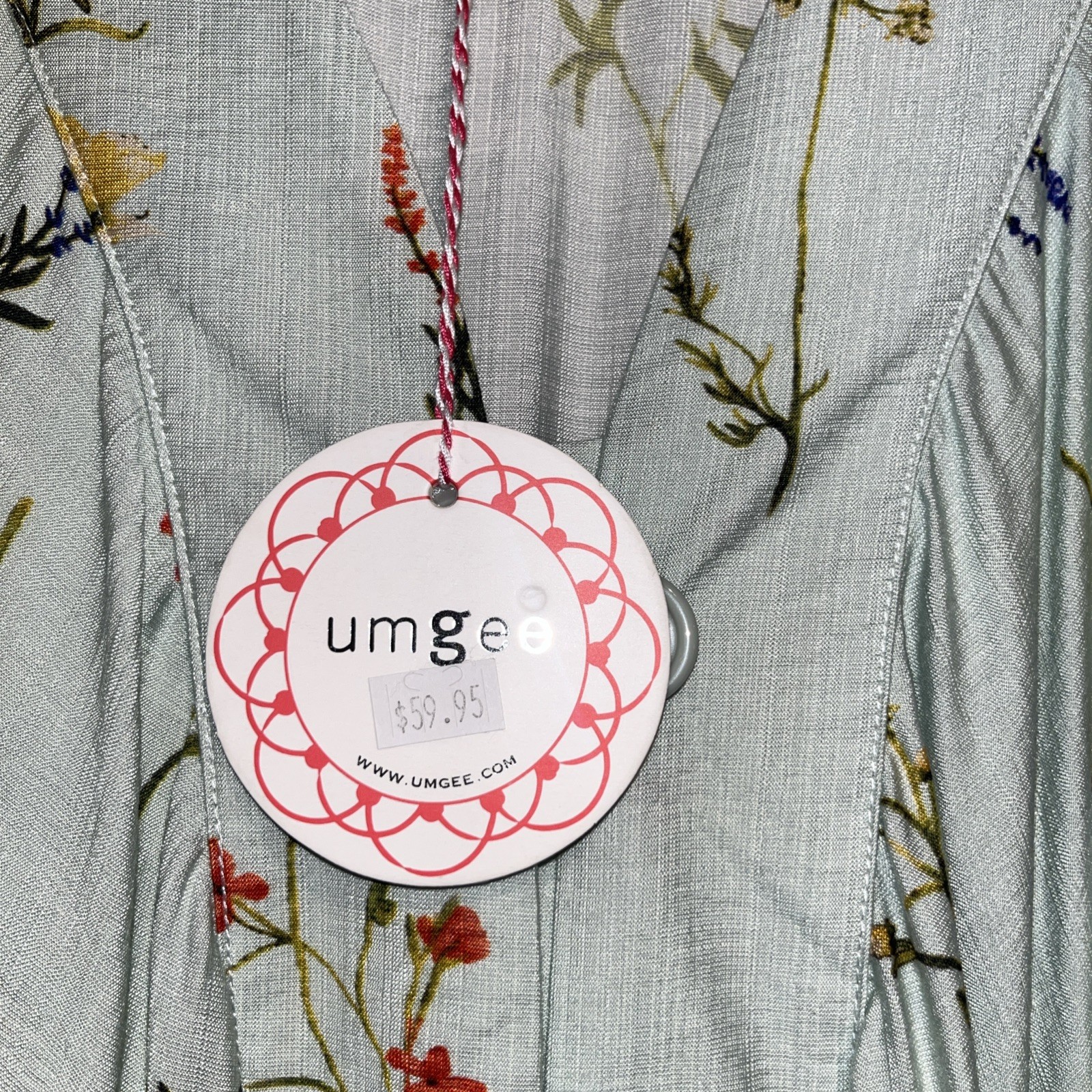 Umgee Pale Green Spring Floral Dress Size Large NWT Button Front