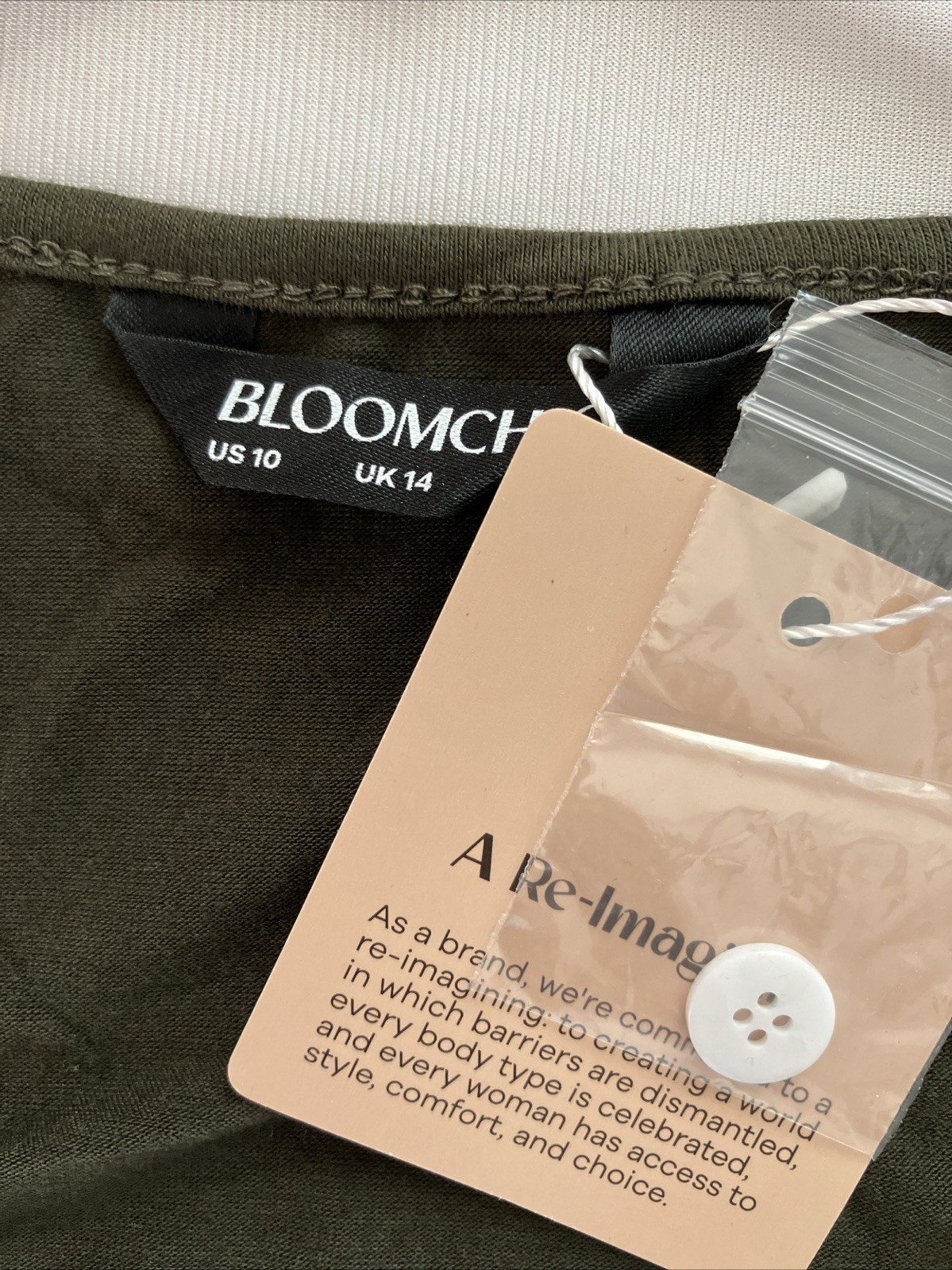 Bloomchic Army Green Midi Dress Womens Size 10 Sleeveless Button Front Pockets