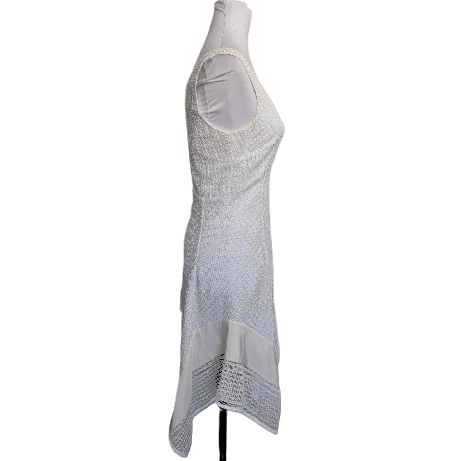 Derek Lam 10 Crosby White Vneck Handkerchief Hem Textured Dress Size 2