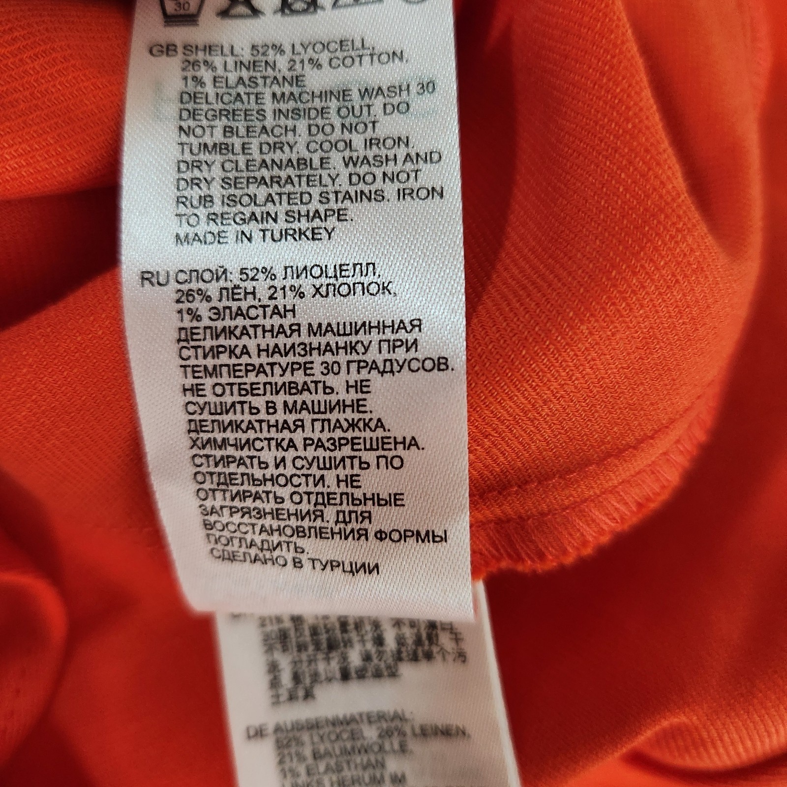 Reiss Shona Puff Sleeve Off-Shoulder Midi Dress Orange Linen Blend Sz 8 Smocked