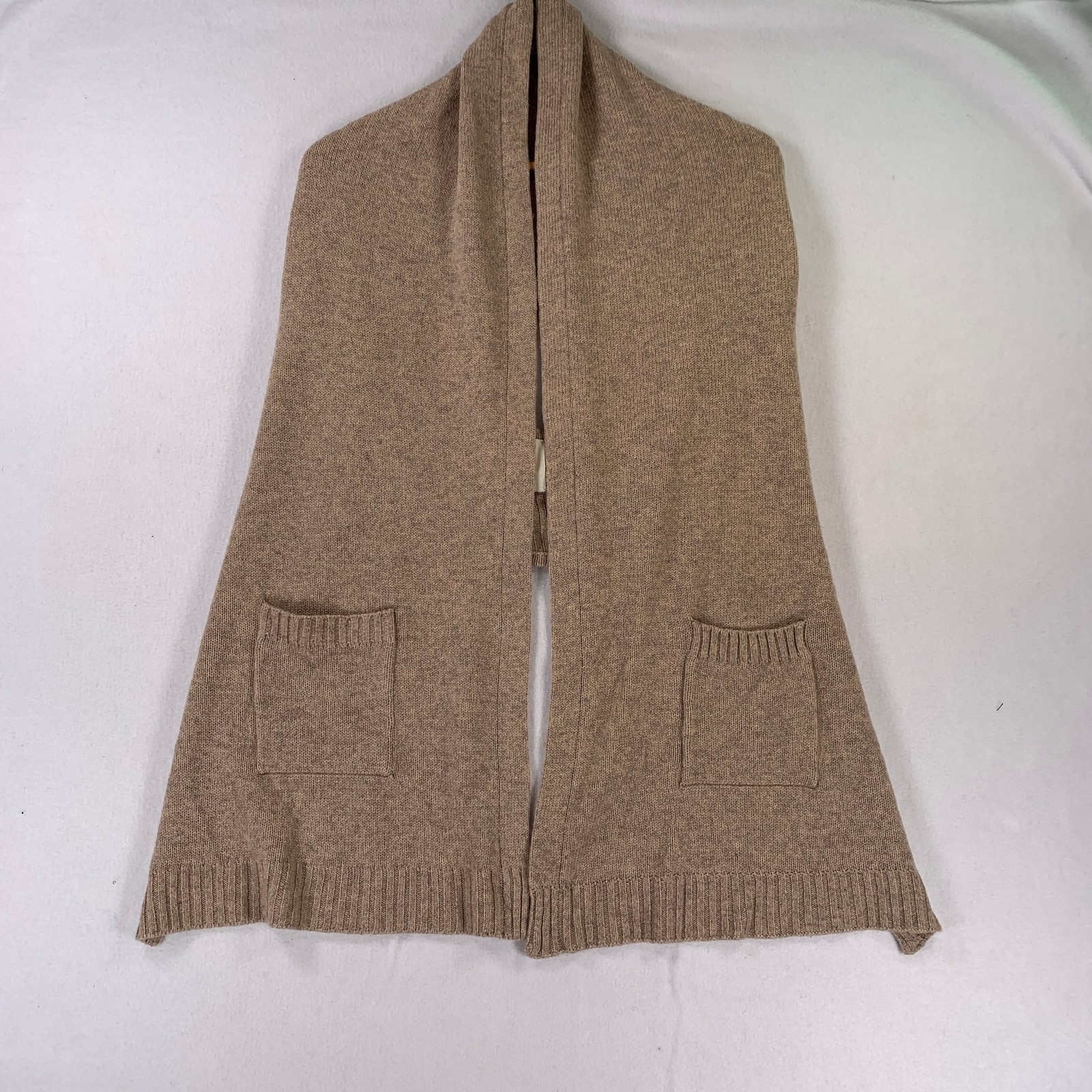 Mason Wool Cashmere Blend Open Front Cardigan Sweater Petite Tan/Camel