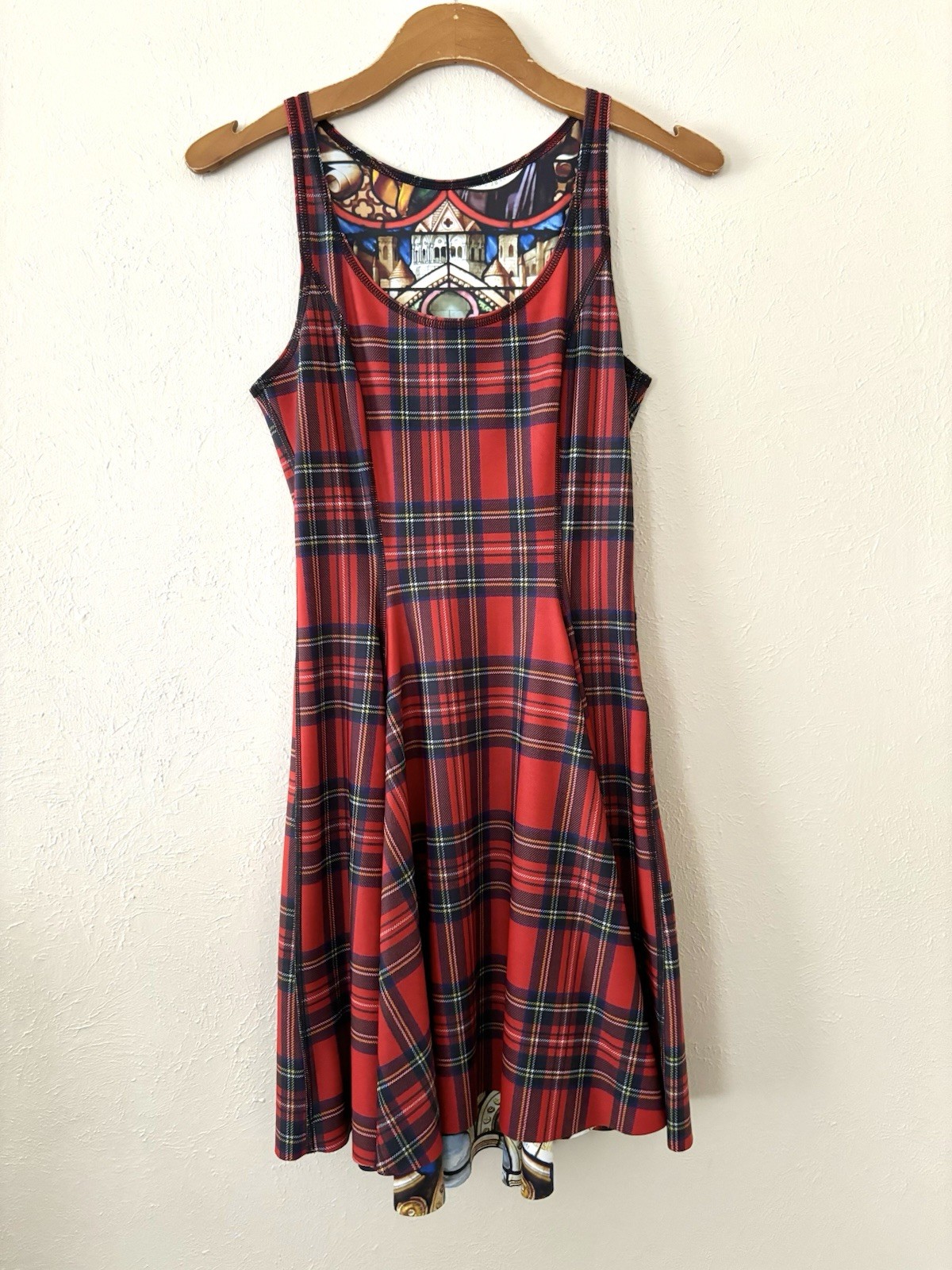 Blackmilk Tartan Red vs Cathedral Inside Out Dress Best Seller Museum Medium