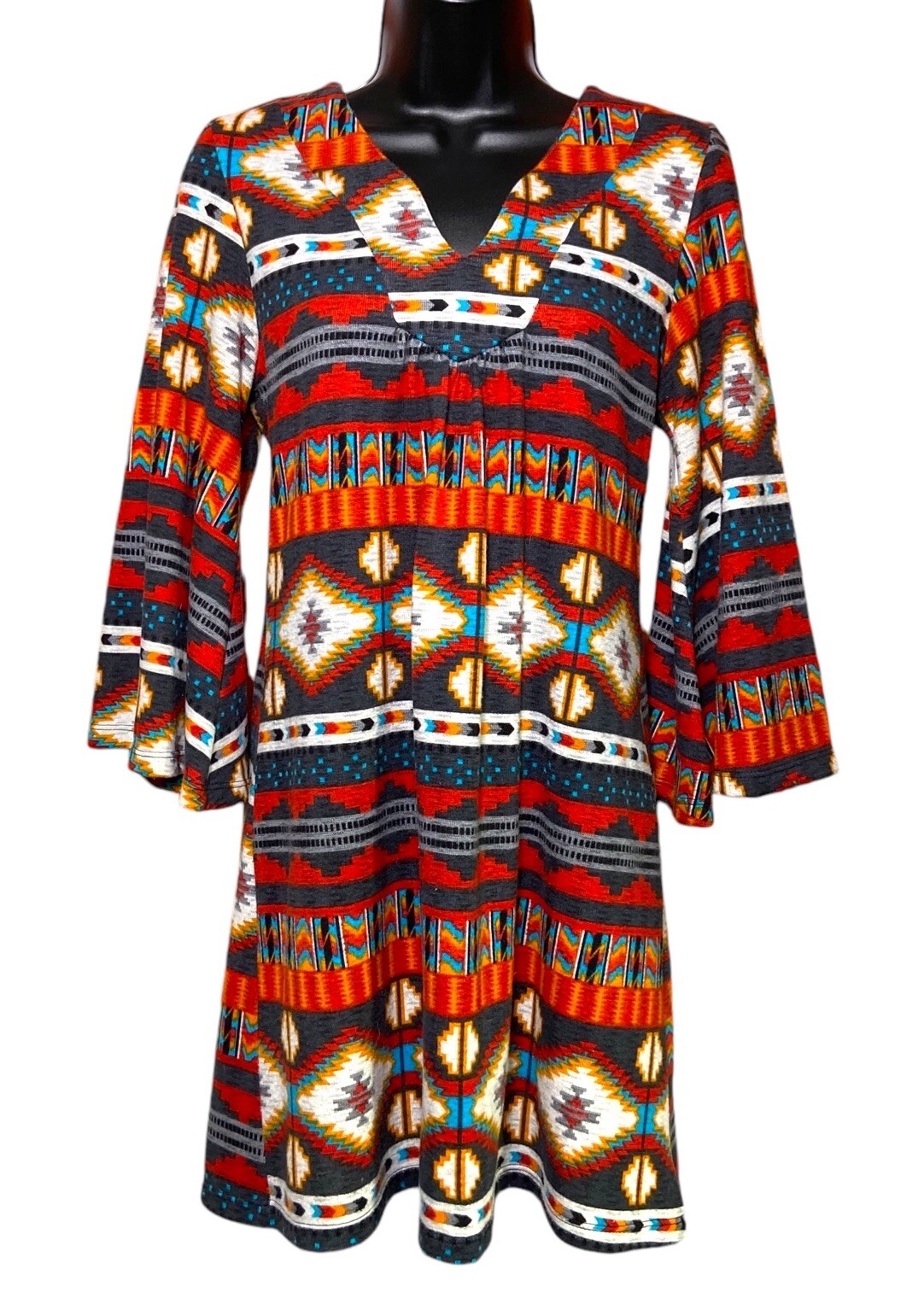 Yahada Tribal Boho Mini Dress Poncho Style Acrylic Material Size XS