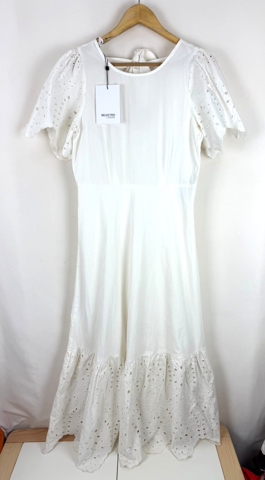 SELECTED FEMME Beautiful Kelli White Ankle Broderie Dress BNWT, Size 38 UK 10!