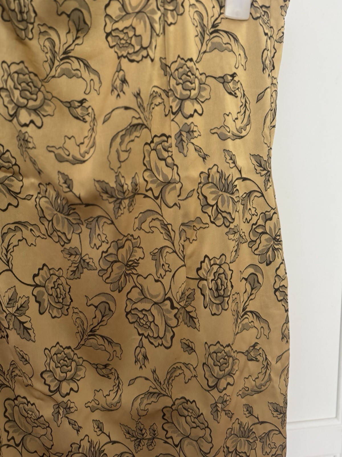 Vintage BHS Gold Floral Jacquard Halterneck Dress & Matching Wrap Set Uk 16 Y2K