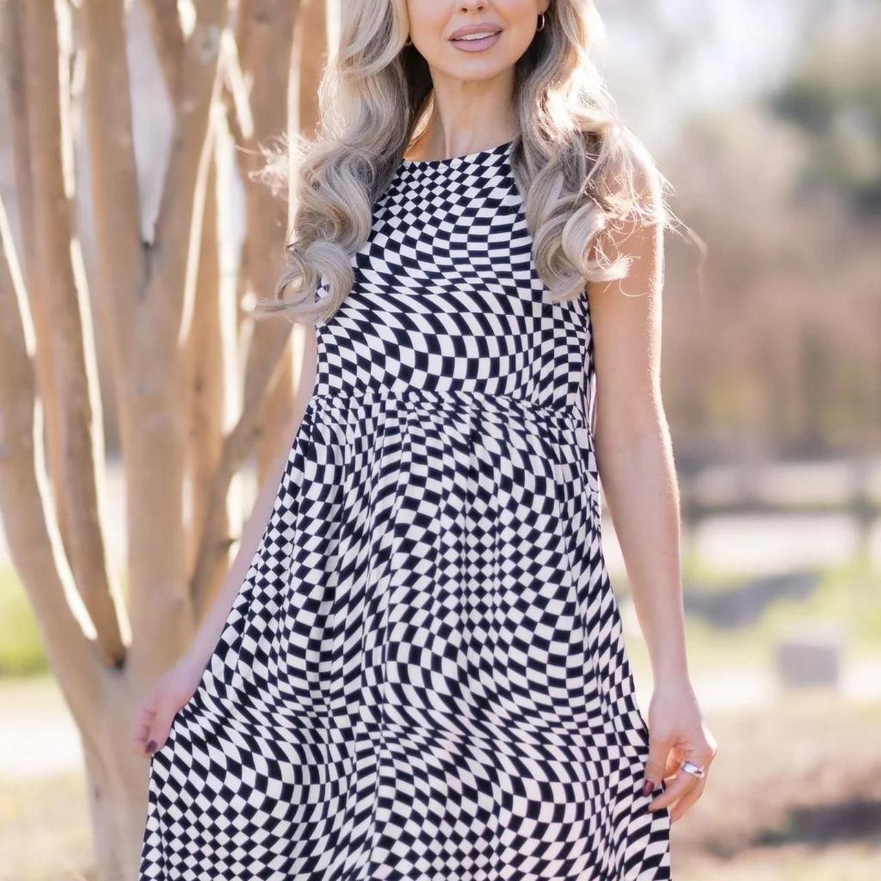 Emerald super soft black and white checkered dress Size XL plus