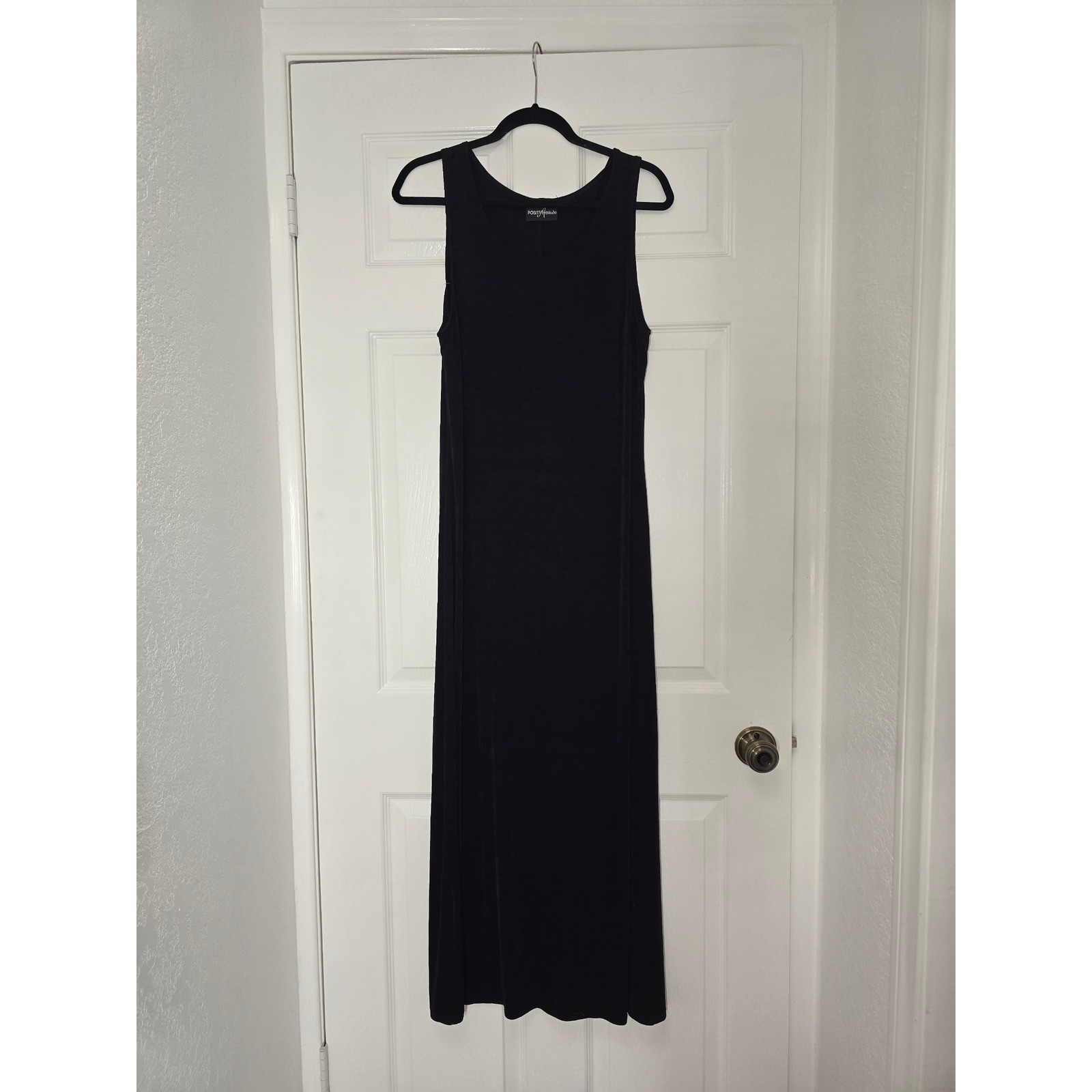 Positive Attitude Black Plum Maxi Dress Sleeveless Minimalist 90s Gothic Evening