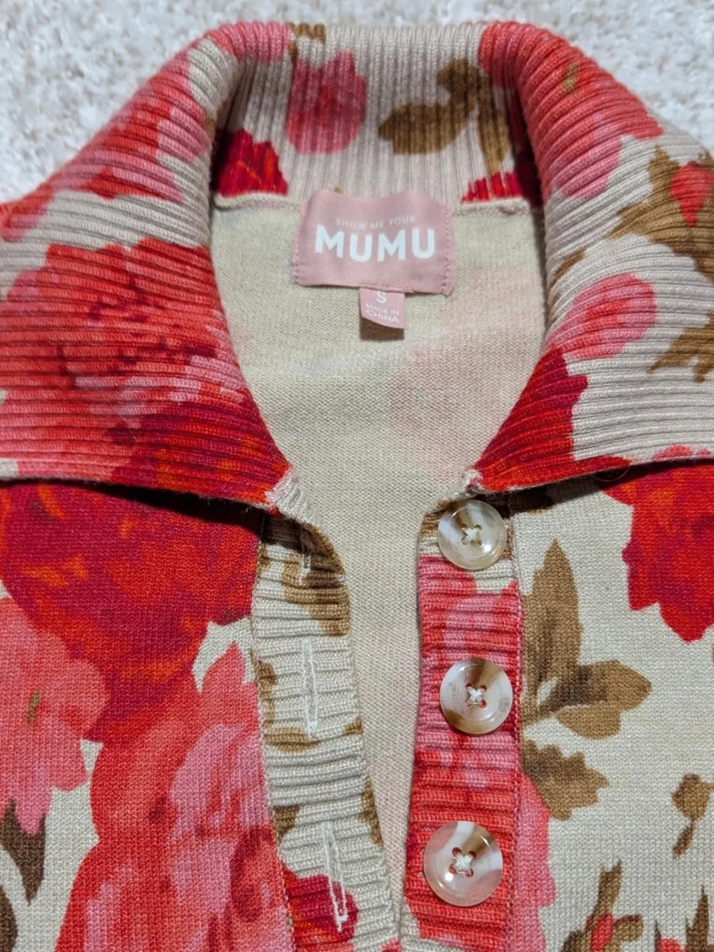 SHOW ME YOUR MUMU ‘Dexter’ Short Sleeve Summer Button Sweater Dress S $154