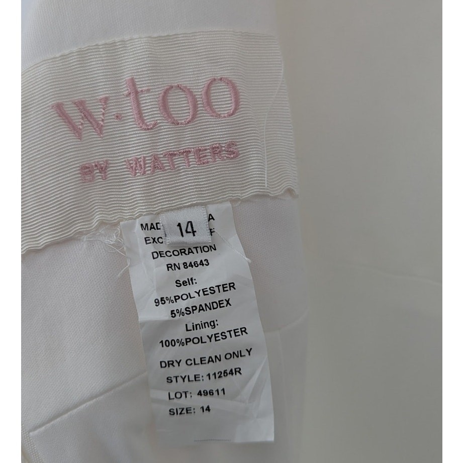 Wtoo by Watters Chloe Plunge V Neck Wedding Dress Size 14 Minimalist Bridal Gown