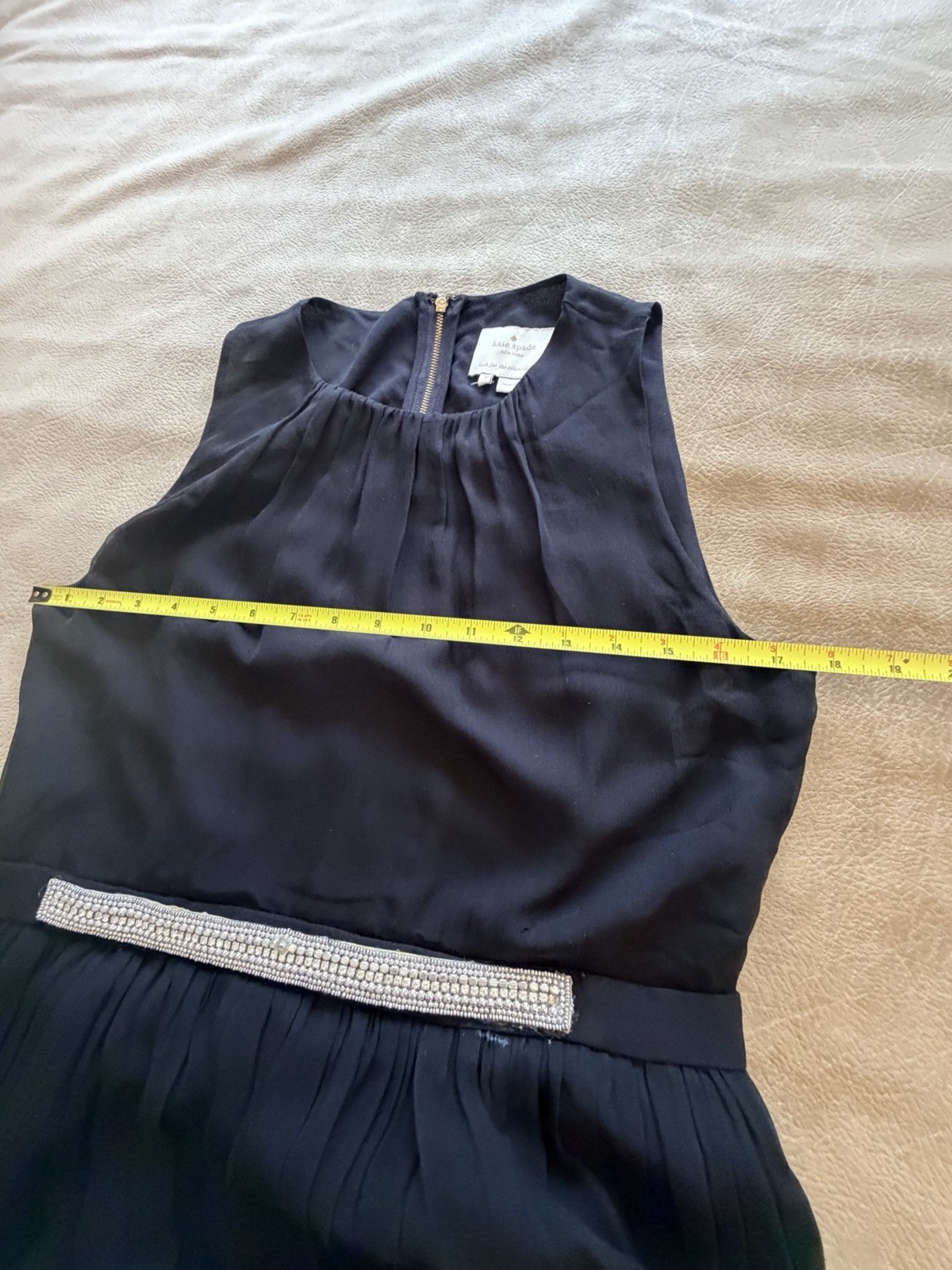 Vintage 90s Kate Spade Black 100% Silk Chiffon Dress SZ 8 FLAW READ