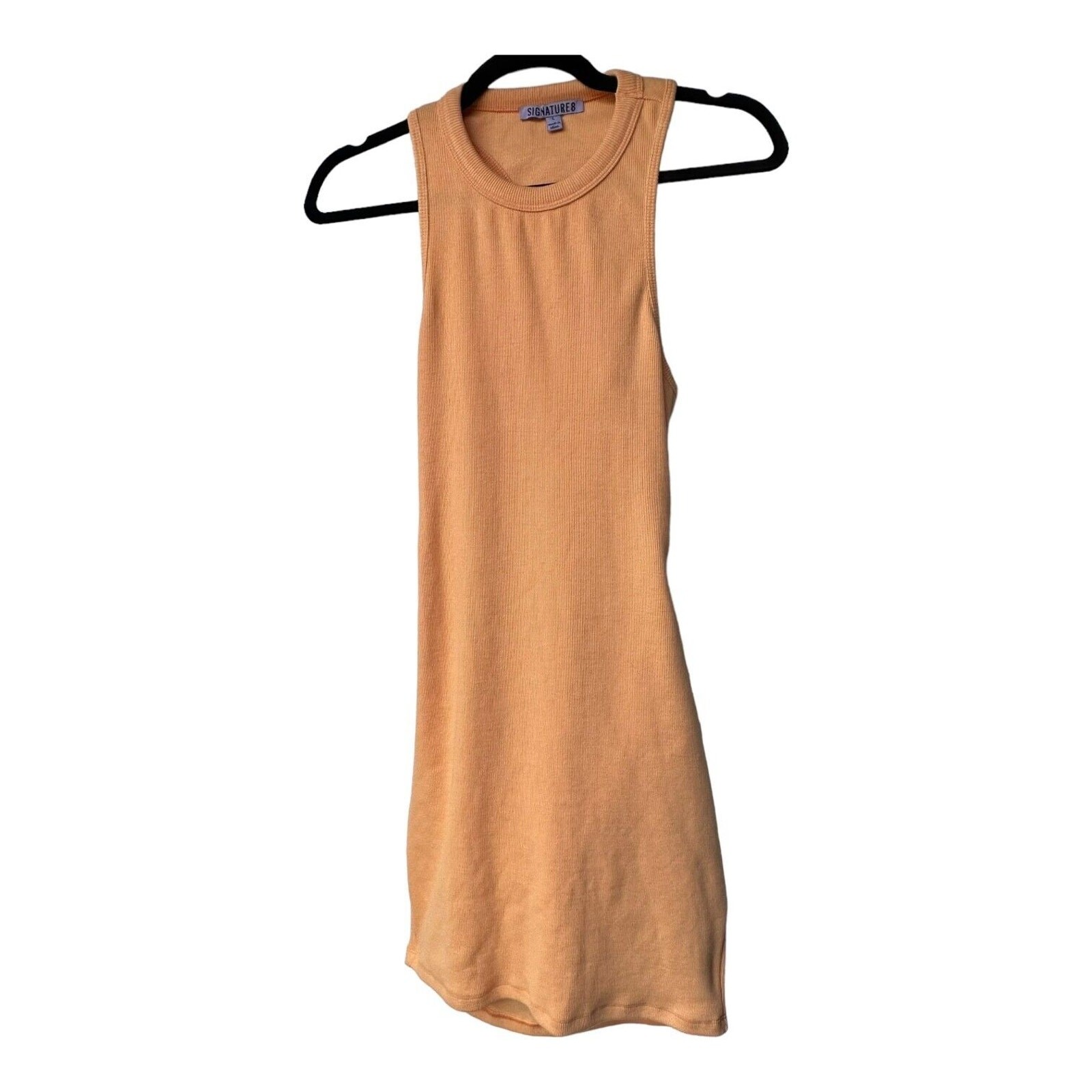 signature8 racerback ribbed midi dress orange with cut out back women large