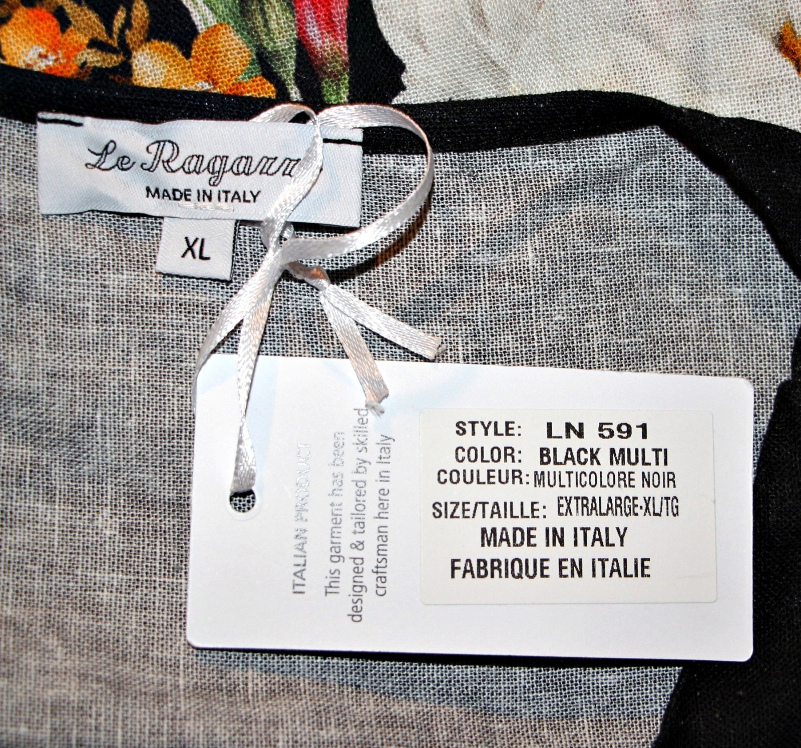 Le Ragazze Linen Blend 40″Long Empire Waist Sleeveless Floral Dress sz XL