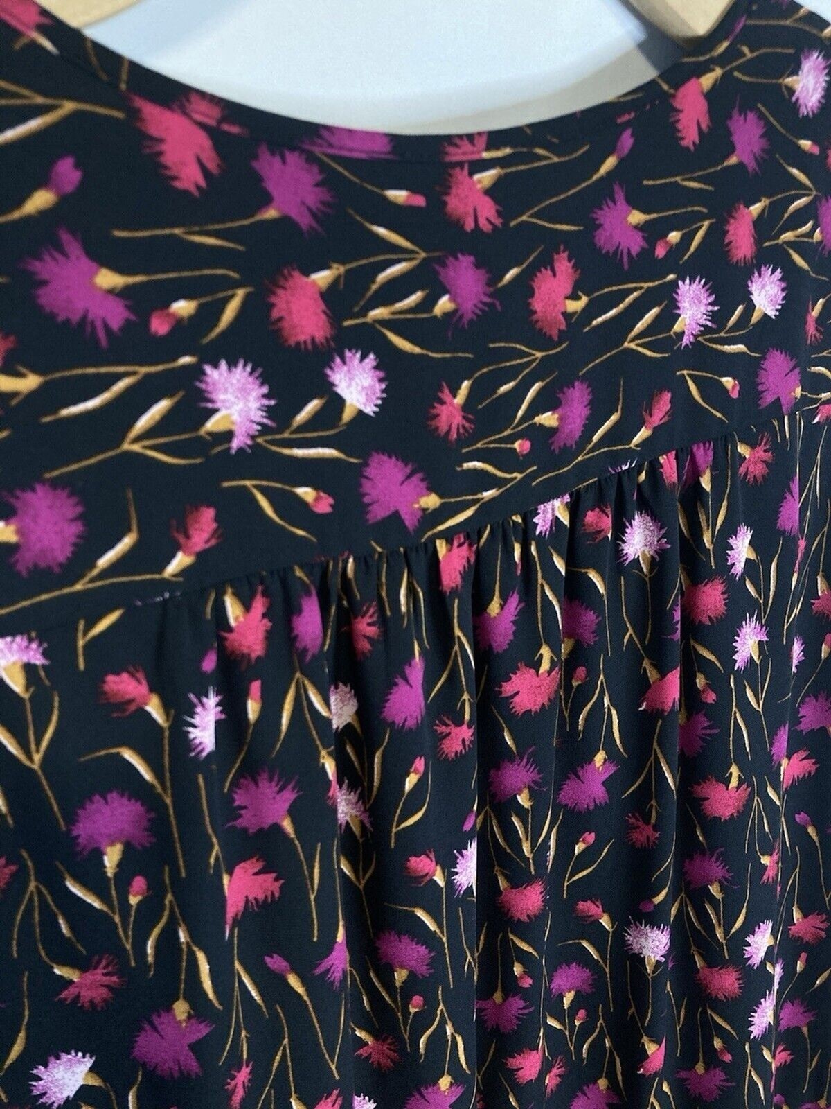 GAP Mini Dress M Drawstring Waist Black Pink Ditsy Floral Fairy Sleeveless Boho