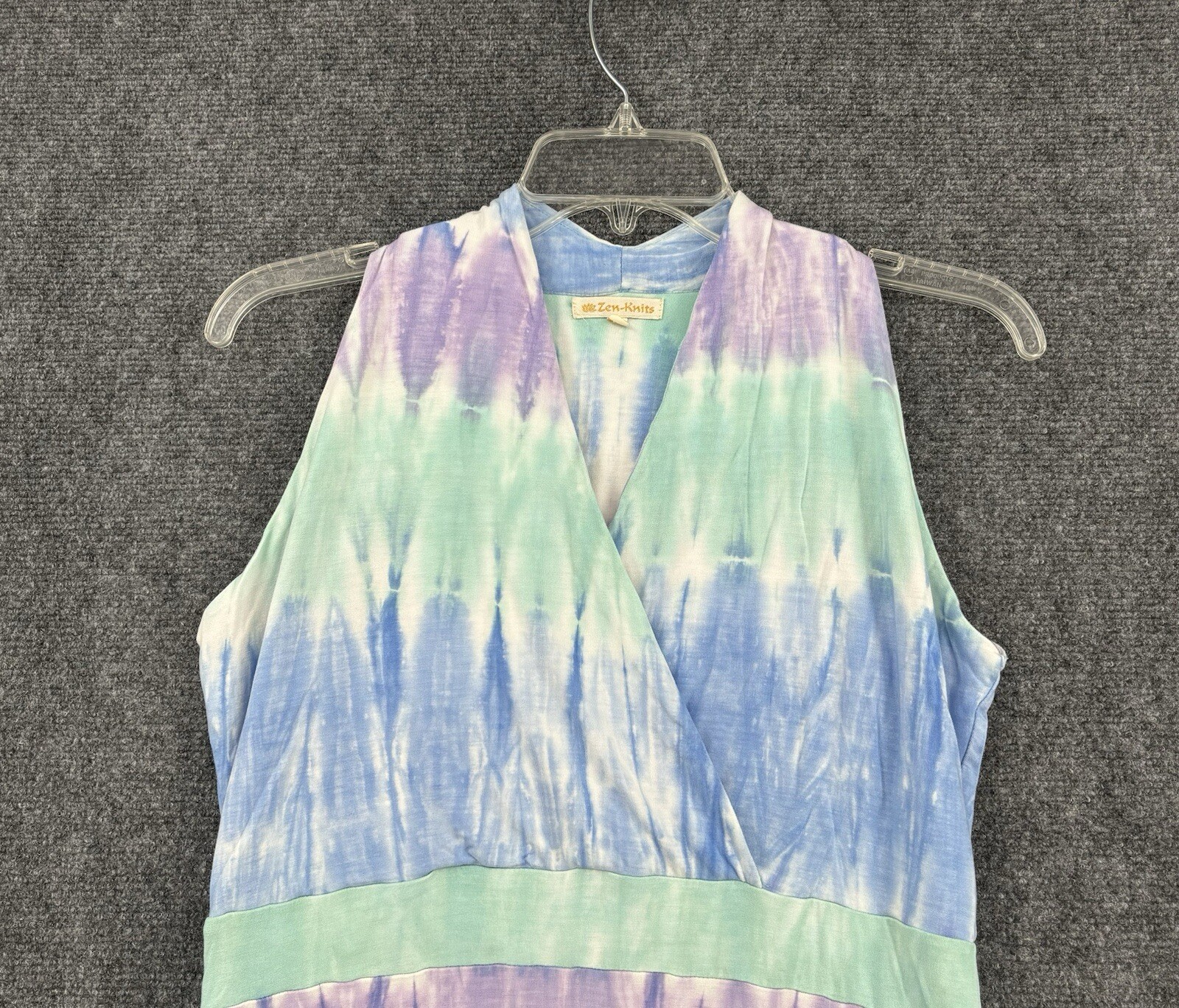 Zen Knits Tie Dye Dress Medium Boho Purple Green Blue Fairy Hippie Beachy