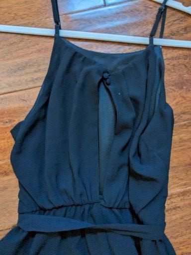 Black & Silver Size Medium Spaghetti Strap Beaded Neckline Dress YA Los Angeles