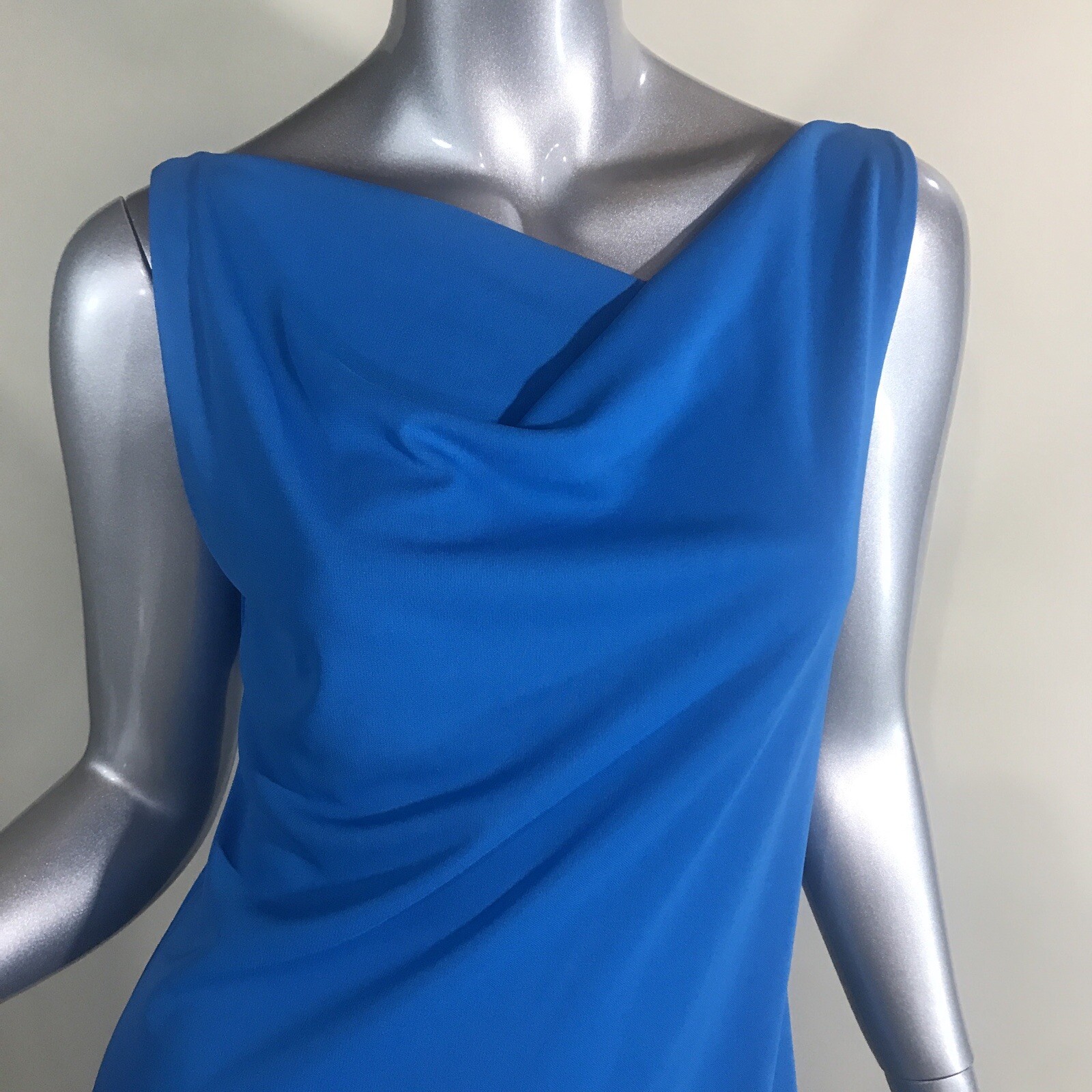 Express Women’s 7/8 Small Medium Draped Neck Sleeveless Midi Dress Blue