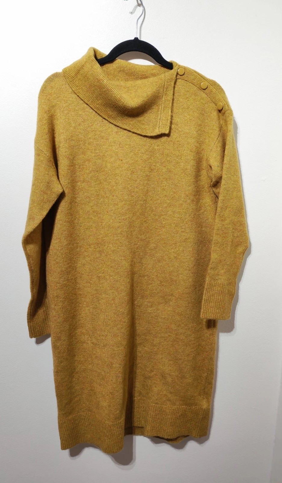 Monsoon mustard yellow brown knitted jumper dress M 14