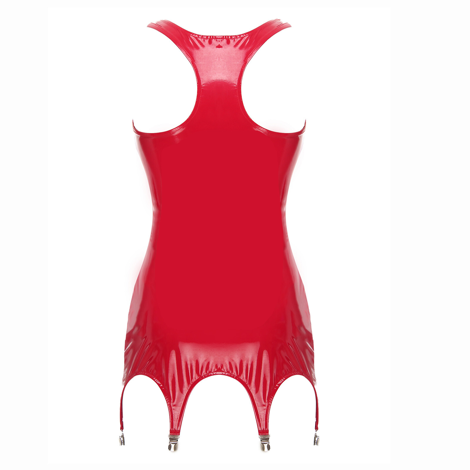 Womens Latex Leather Mini Dress Bodycon Cupless Lingerie Garter Party Clubwear