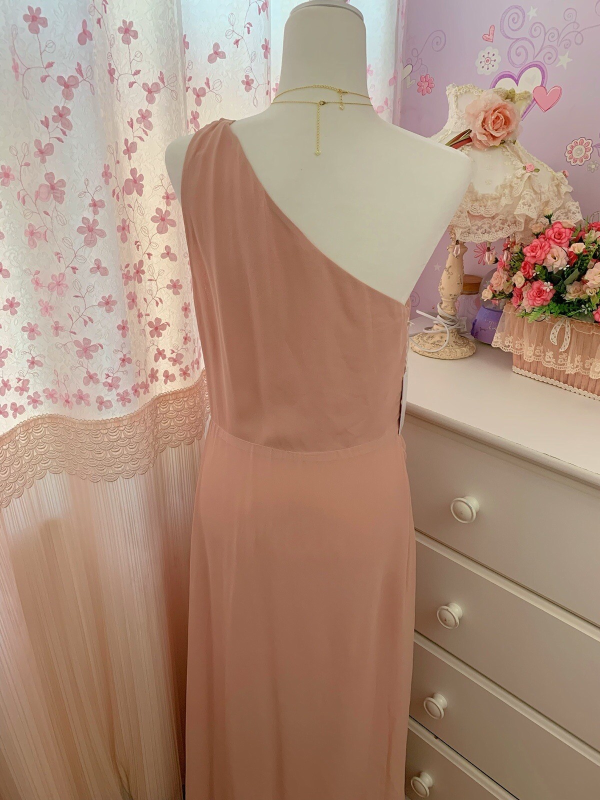 NWT Reformation Evelyn One Shoulder Long Dress Blush Pink Size 10 $348