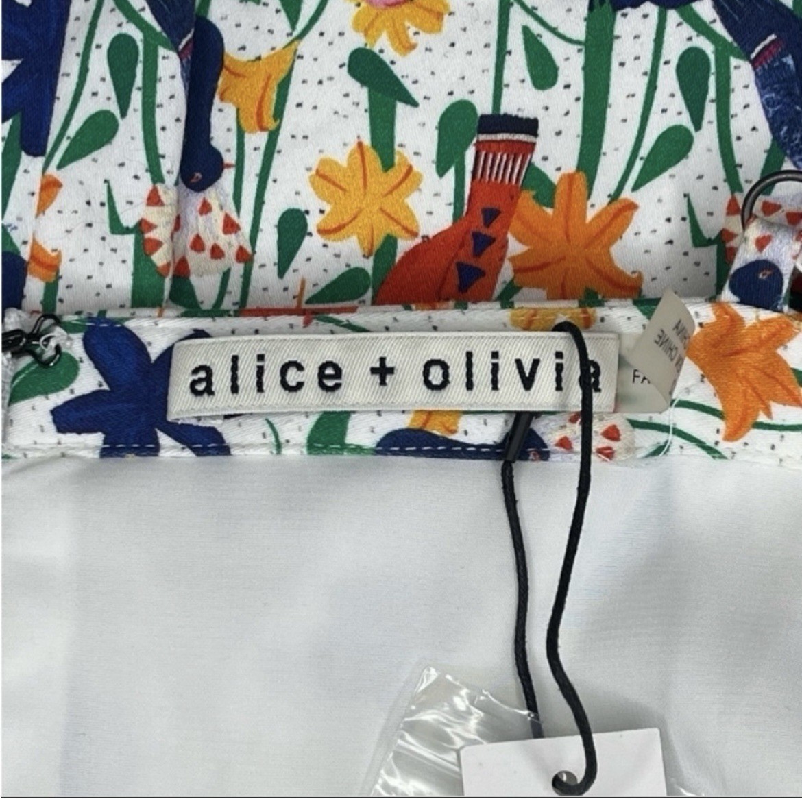 Alice + Olivia Nella Bird Print Dress 12 NWT Fit Flare Sweetheart Mini