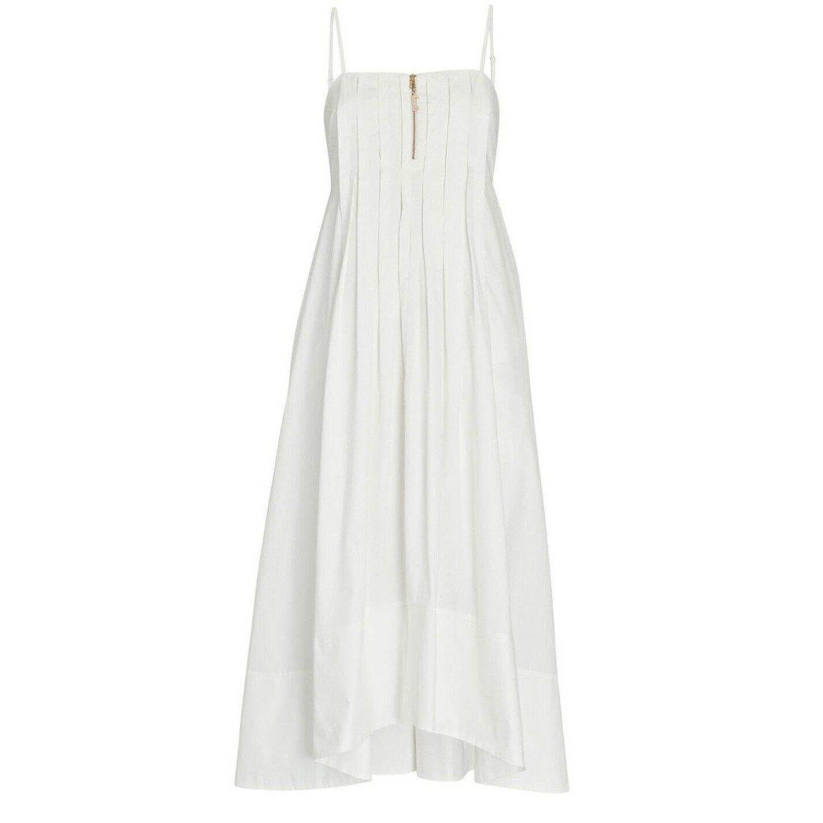 Alemais Selene White Organic Cotton Midi Dress Size 2 -AU 6