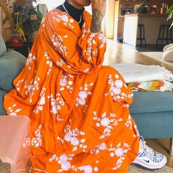 All Things Mochi Nimi Orange Floral Maxi Dress Sz XS NEW